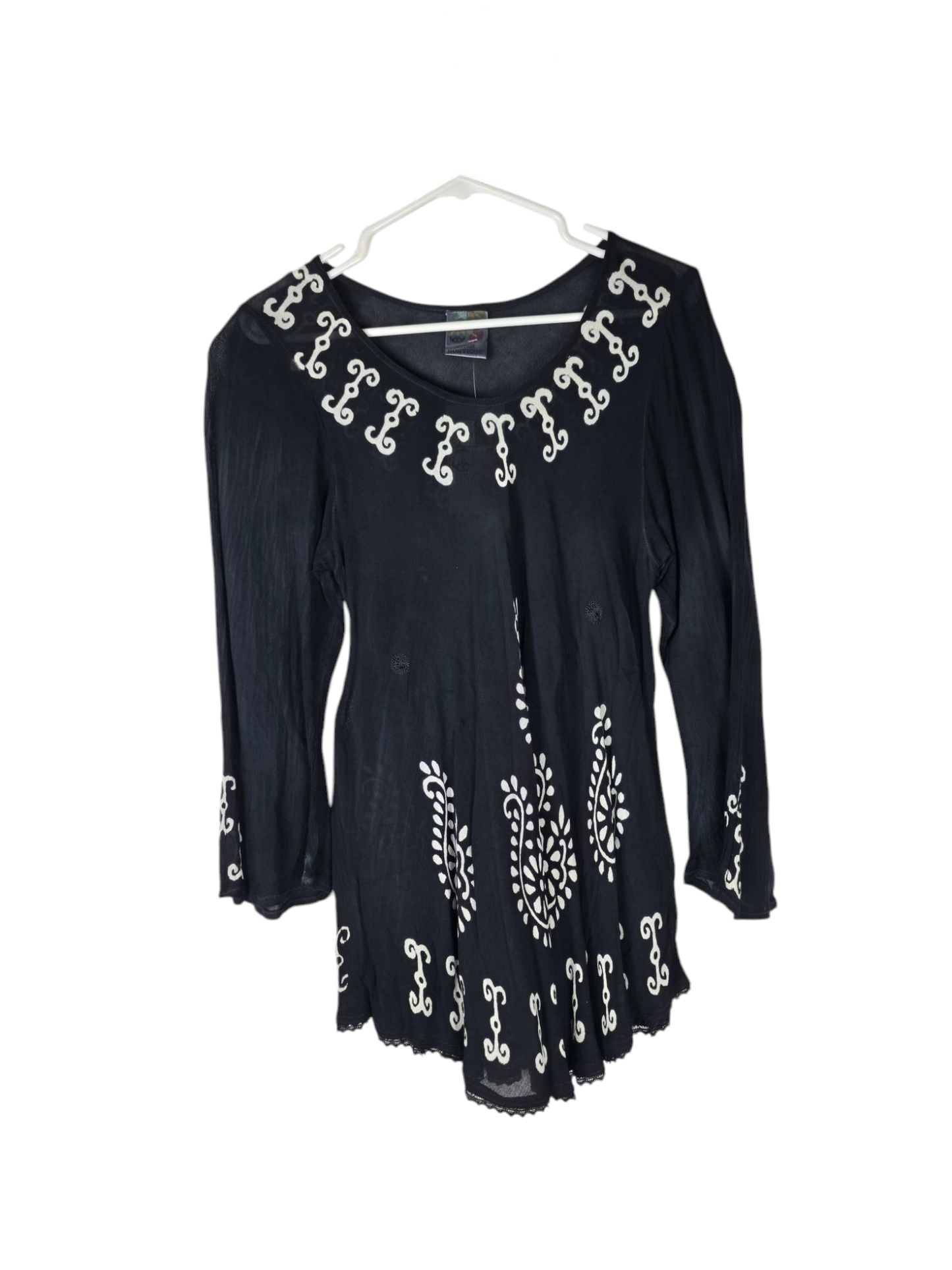 Unexpectedly You Black Embroidered Tunic Top