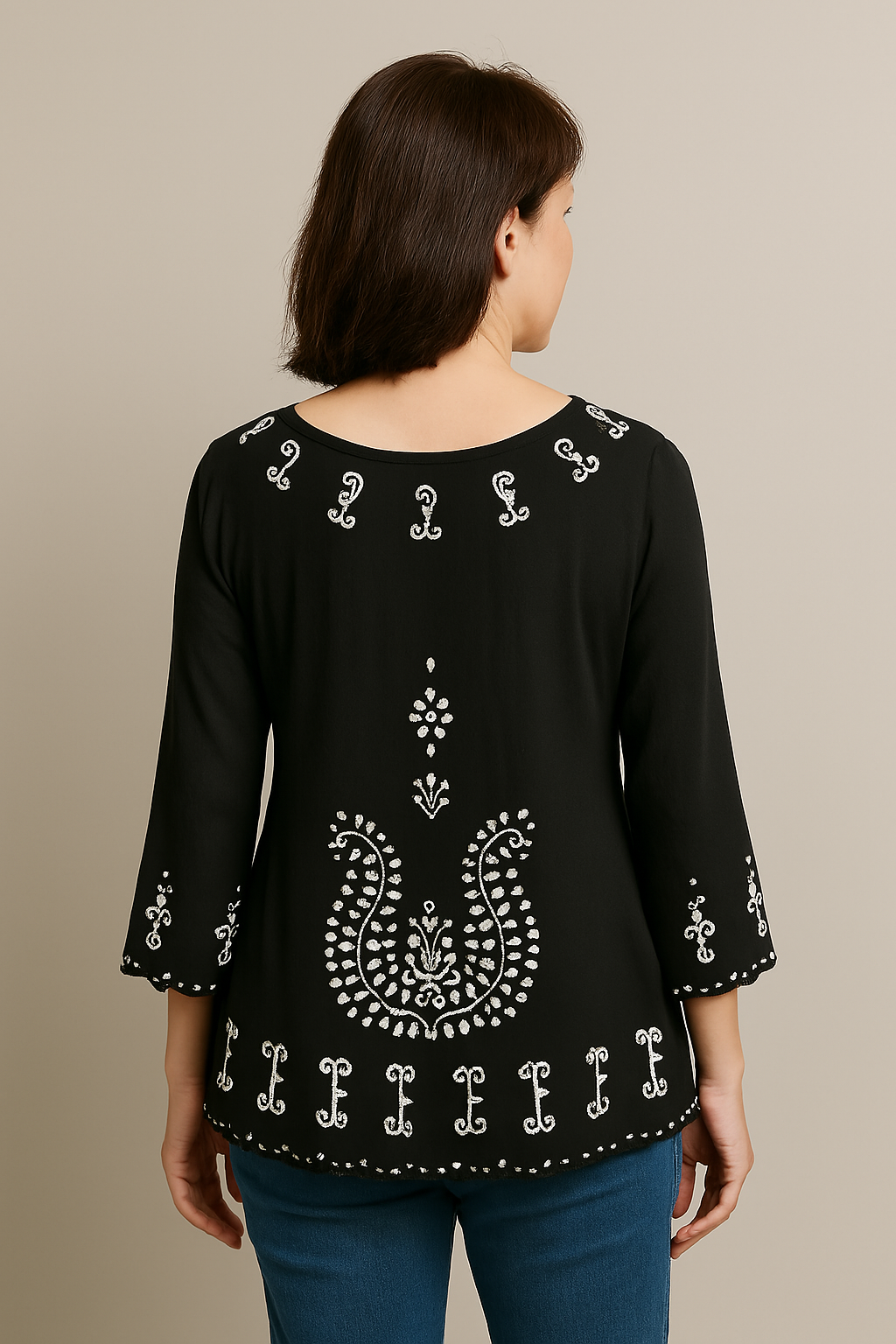 Unexpectedly You Black Embroidered Tunic Top