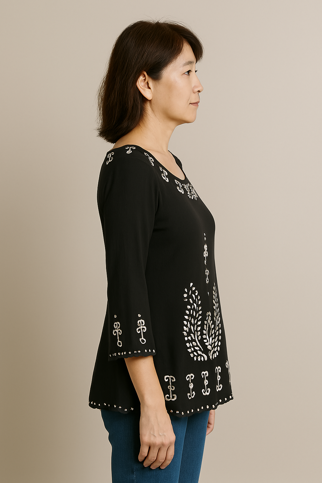 Unexpectedly You Black Embroidered Tunic Top
