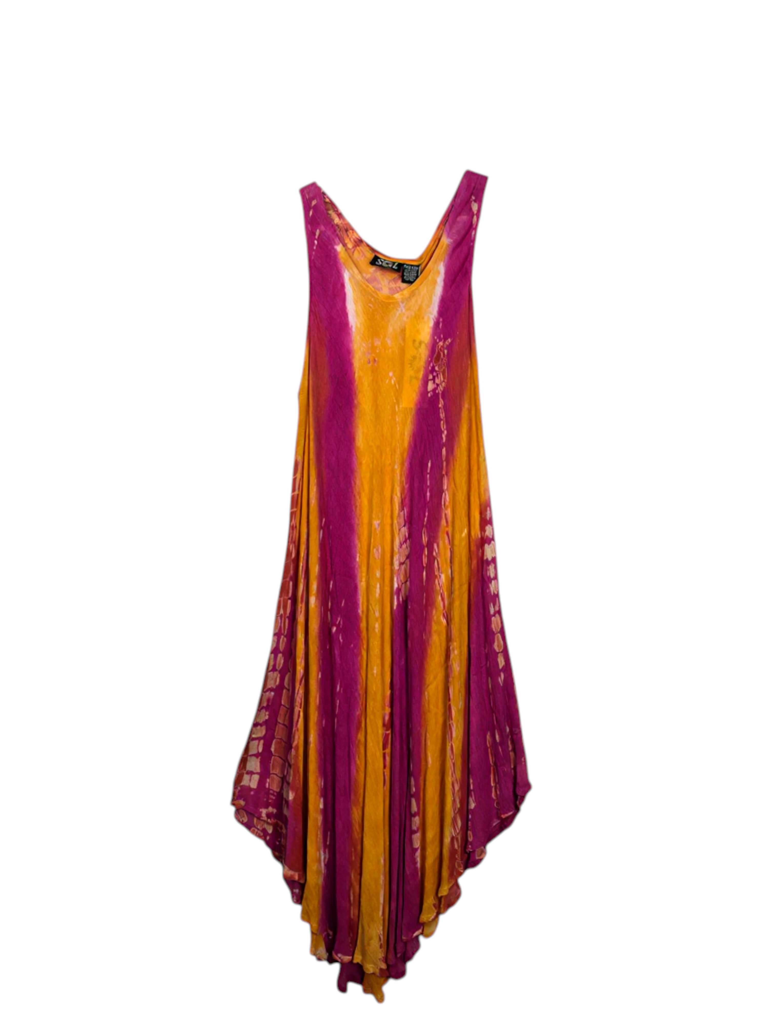 Unexpectedly You Sunset Whispers – Bohemian Hand-Dyed Flowy Dress in Magenta & Marigold