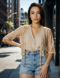 Unexpectedly You Golden Hour – Lace Boho Cardigan Top - Unexpectedly You