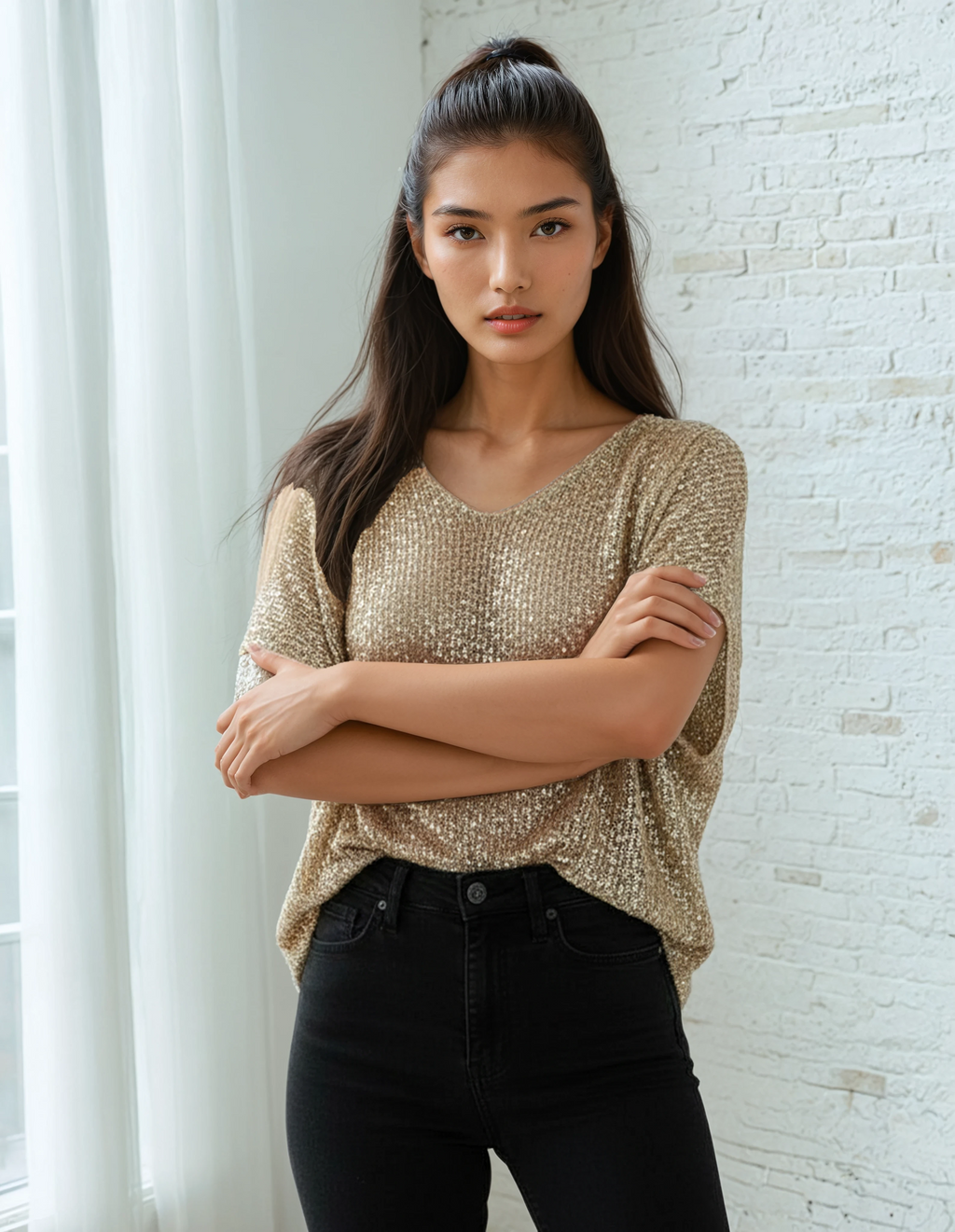 Unexpectedly You Golden Glow – Shimmer Knit Boho Top - Unexpectedly You