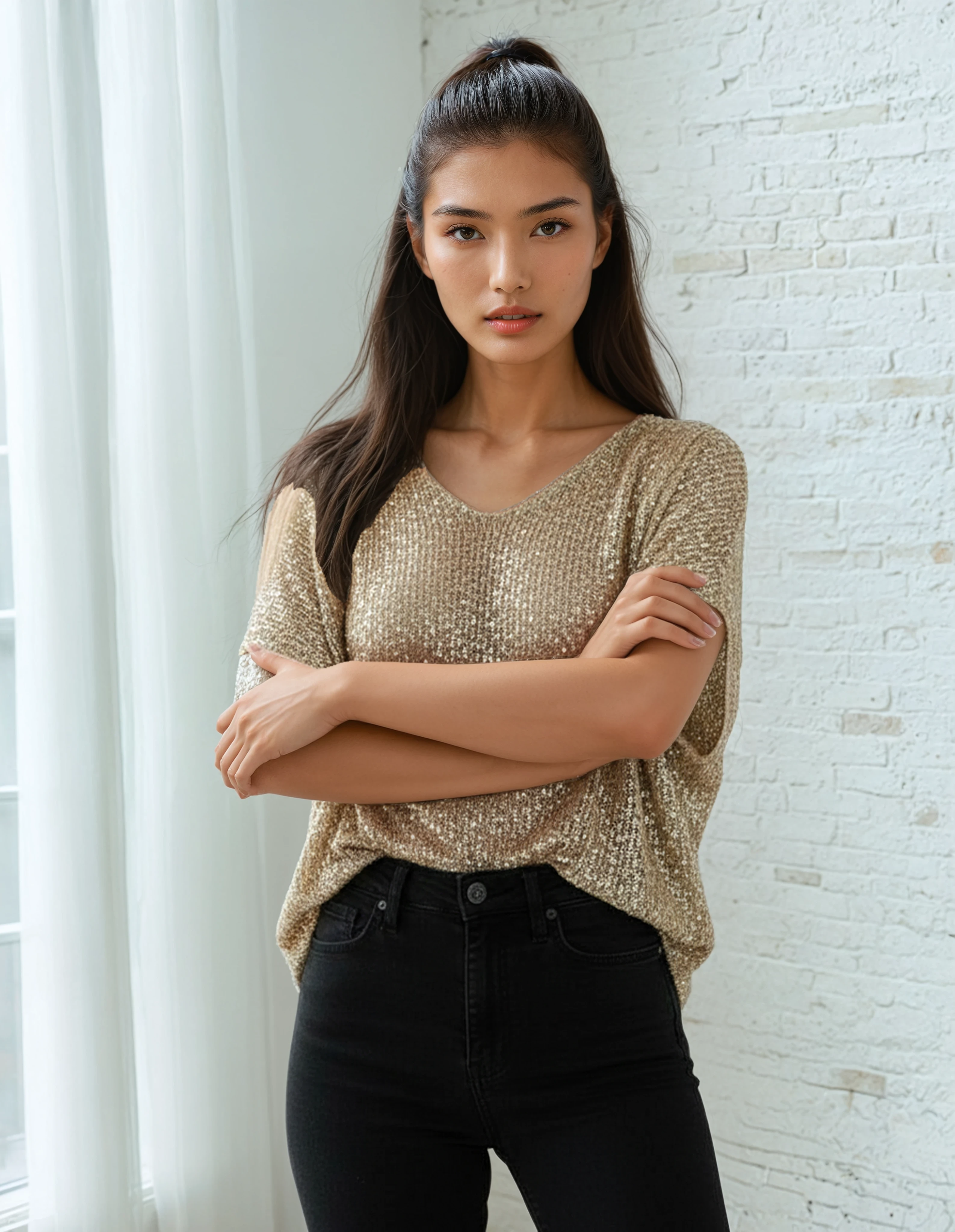 Unexpectedly You Golden Glow – Shimmer Knit Boho Top - Unexpectedly You