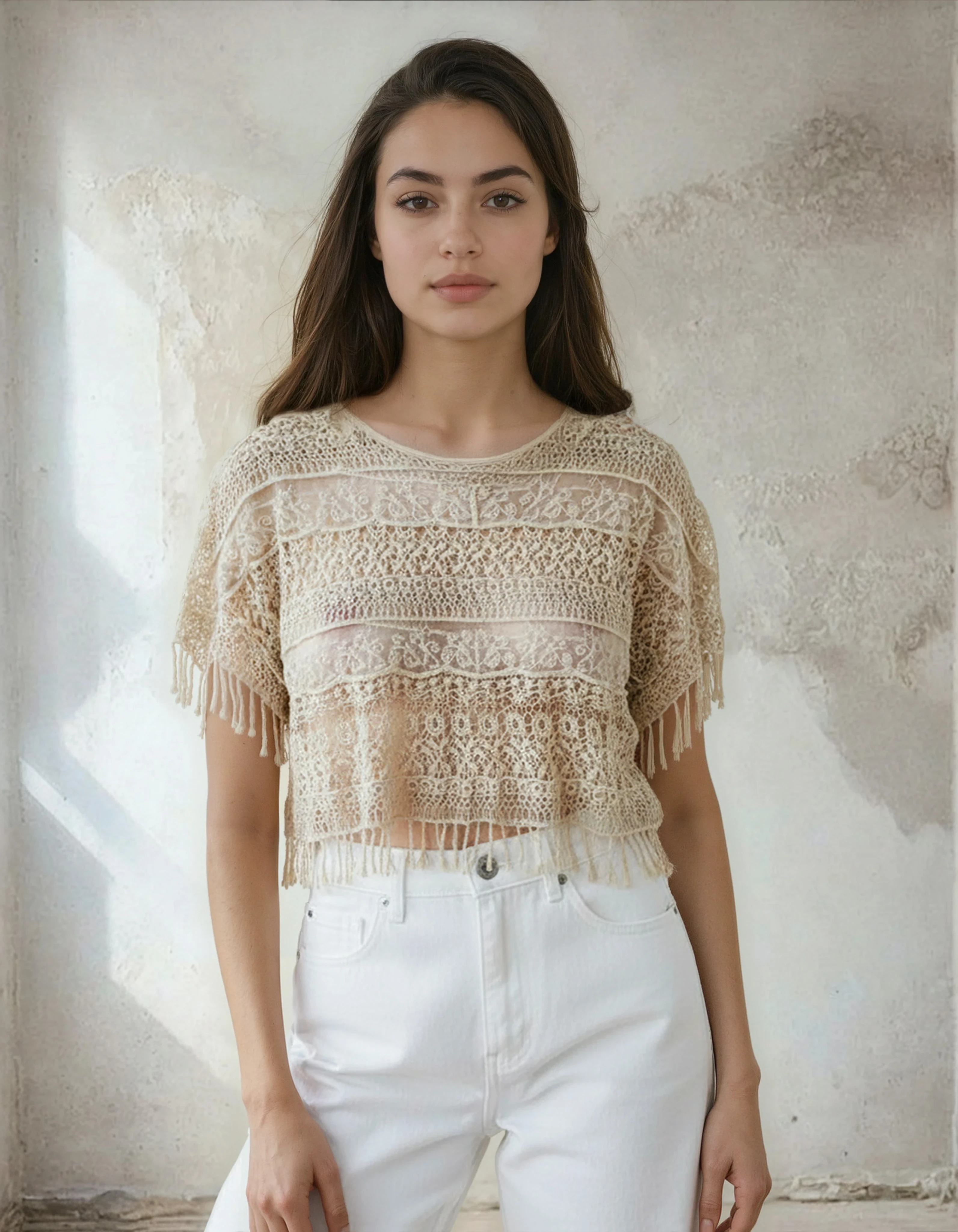 Unexpectedly You Meadow Song – Lace Fringe Crochet Boho Top