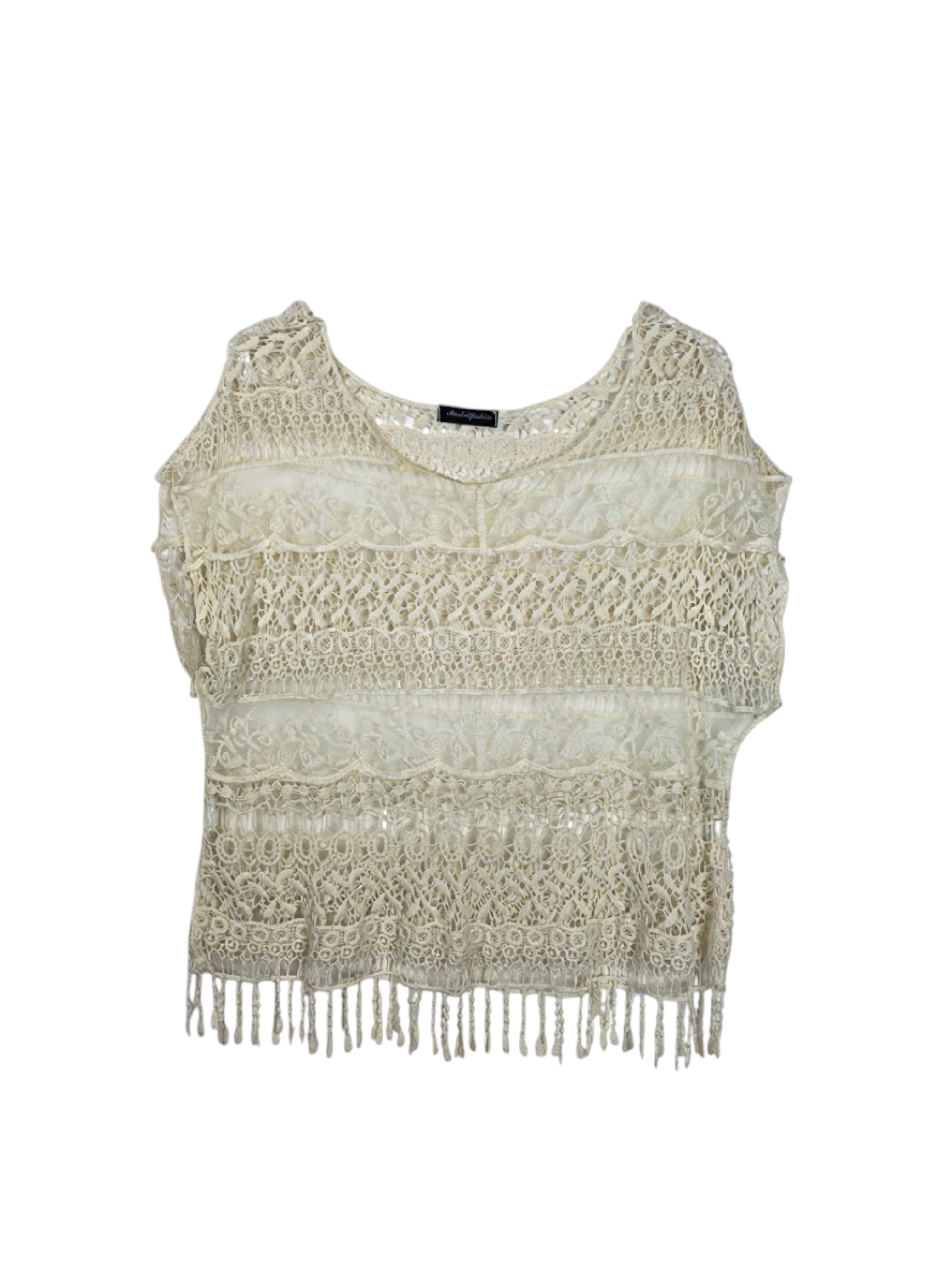 Unexpectedly You Meadow Song – Lace Fringe Crochet Boho Top