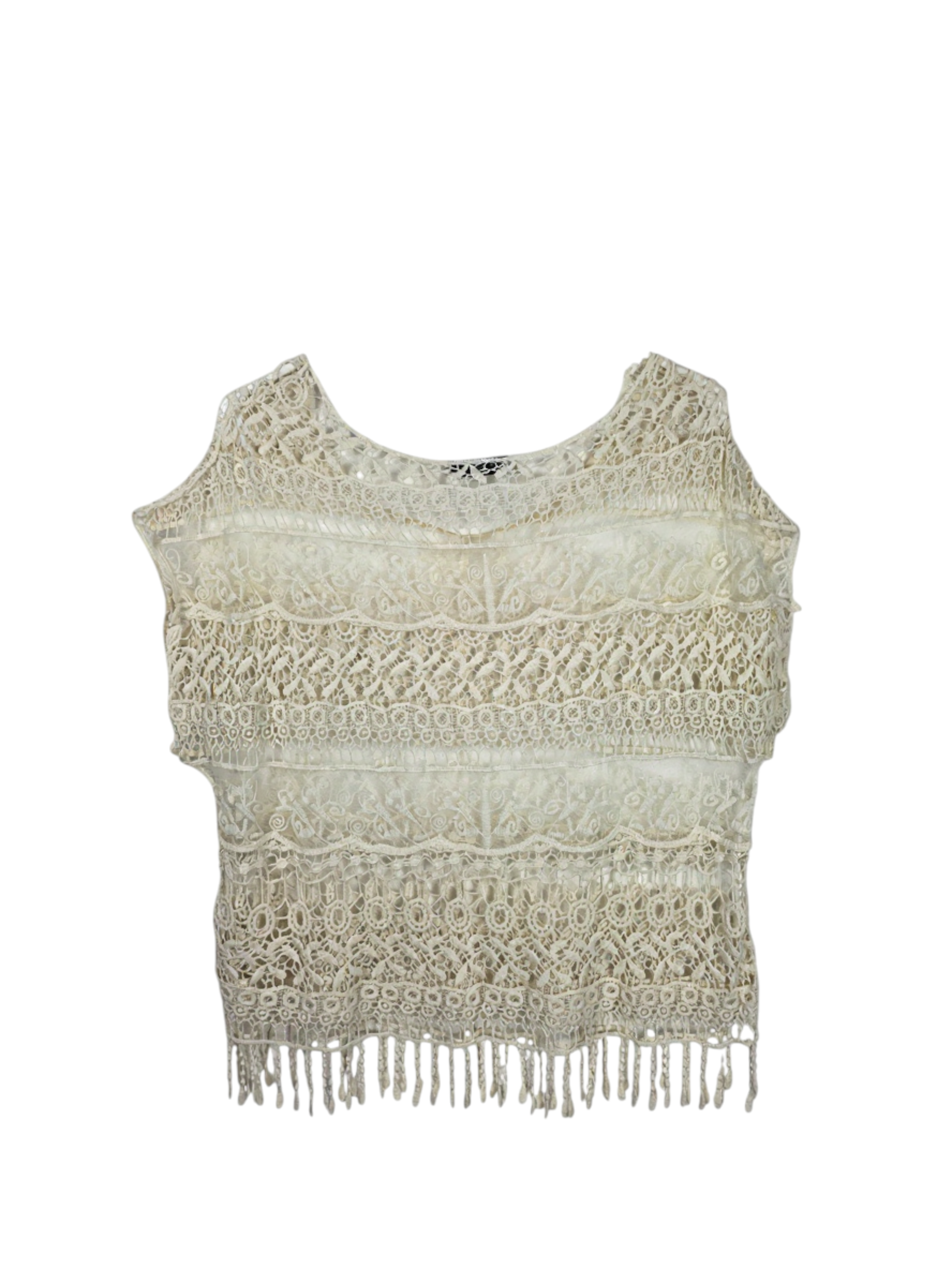 Unexpectedly You Meadow Song – Lace Fringe Crochet Boho Top