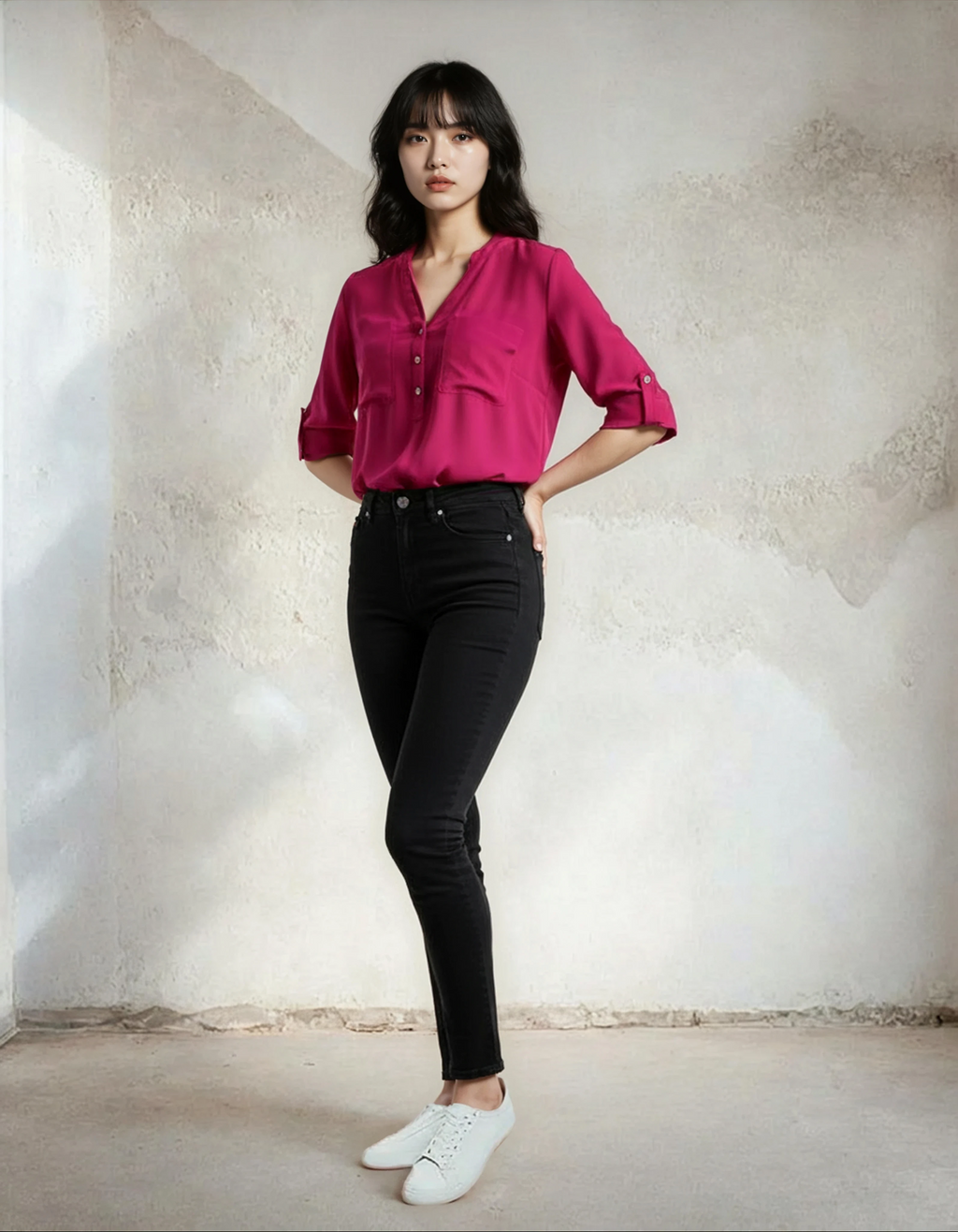 Unexpectedly You Wild Orchid – Fuchsia Button-Up Boho Blouse