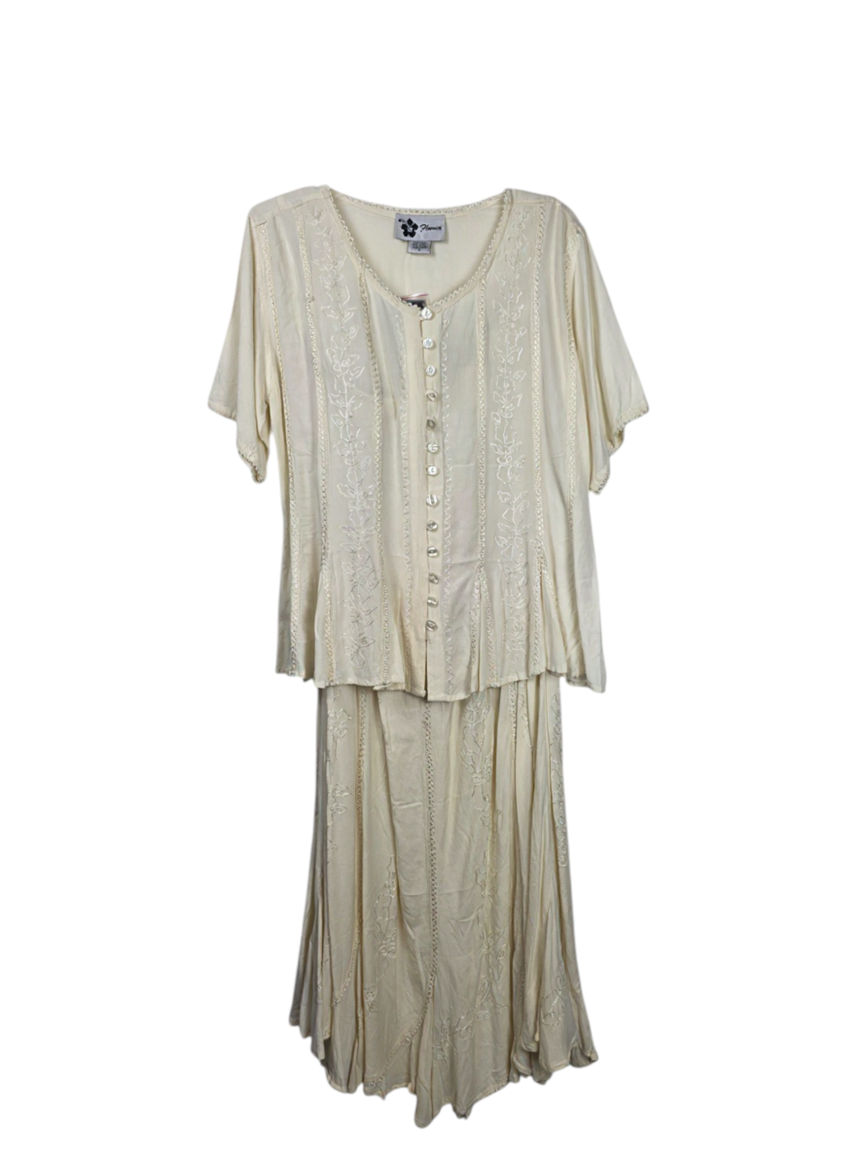 Unexpectedly You Desert Pearl – Two-Piece Ivory Boho Dress Set