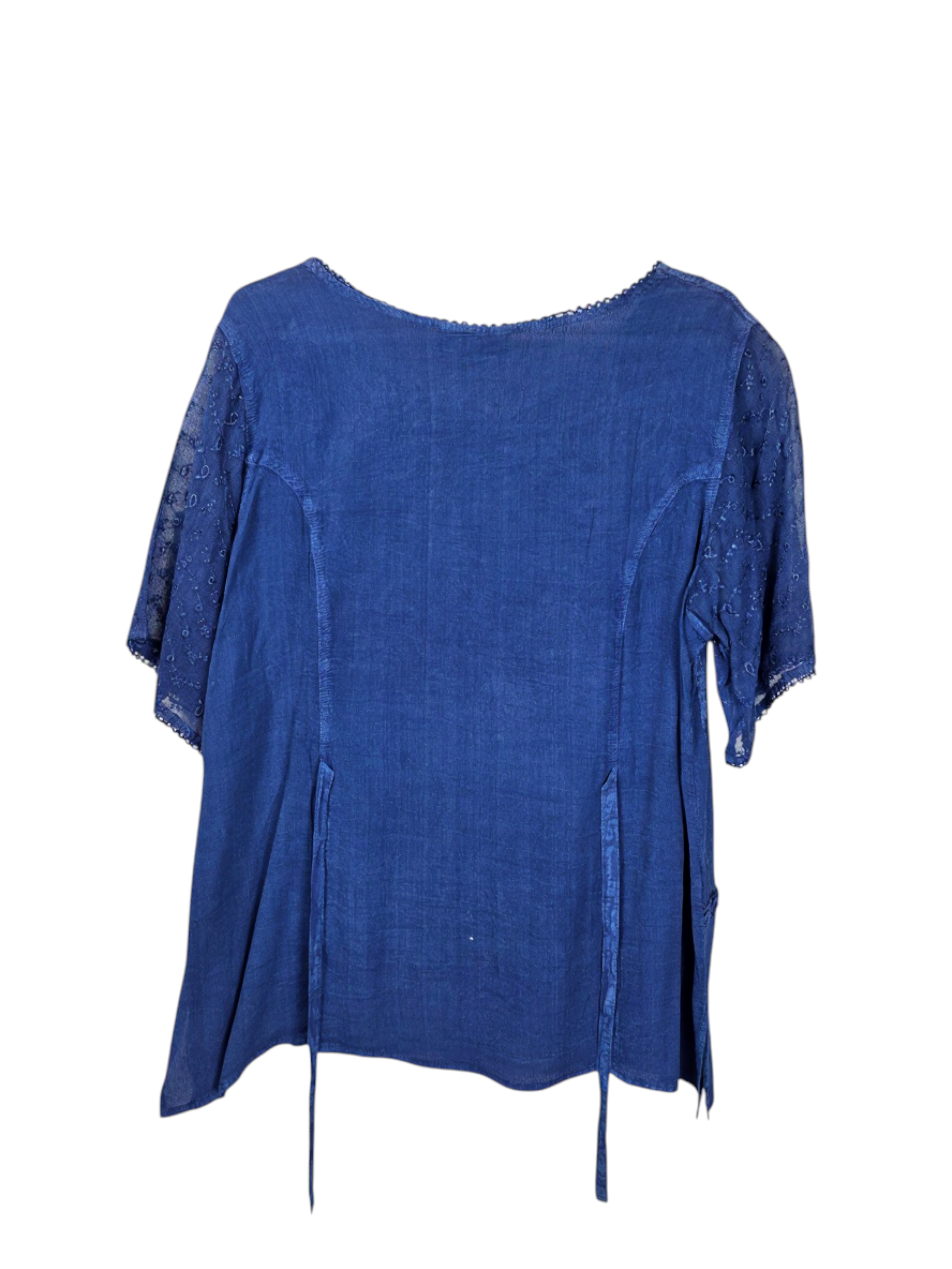 Unexpectedly You Midnight Tide – Blue Embroidered Boho Blouse