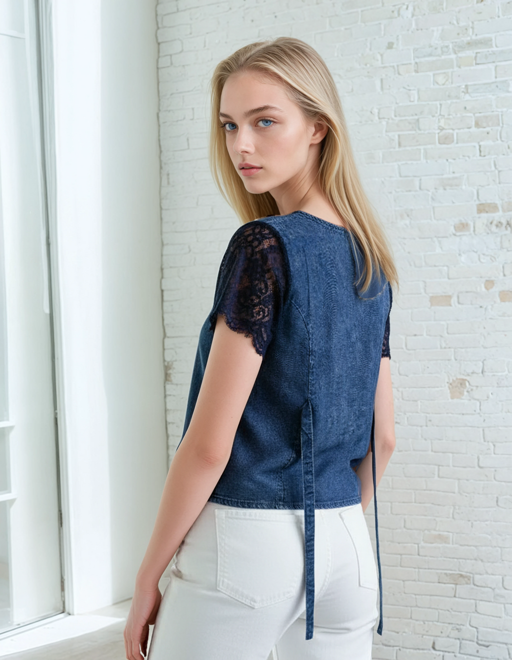 Unexpectedly You Ocean Whisper – Denim Blue Embroidered Boho Blouse