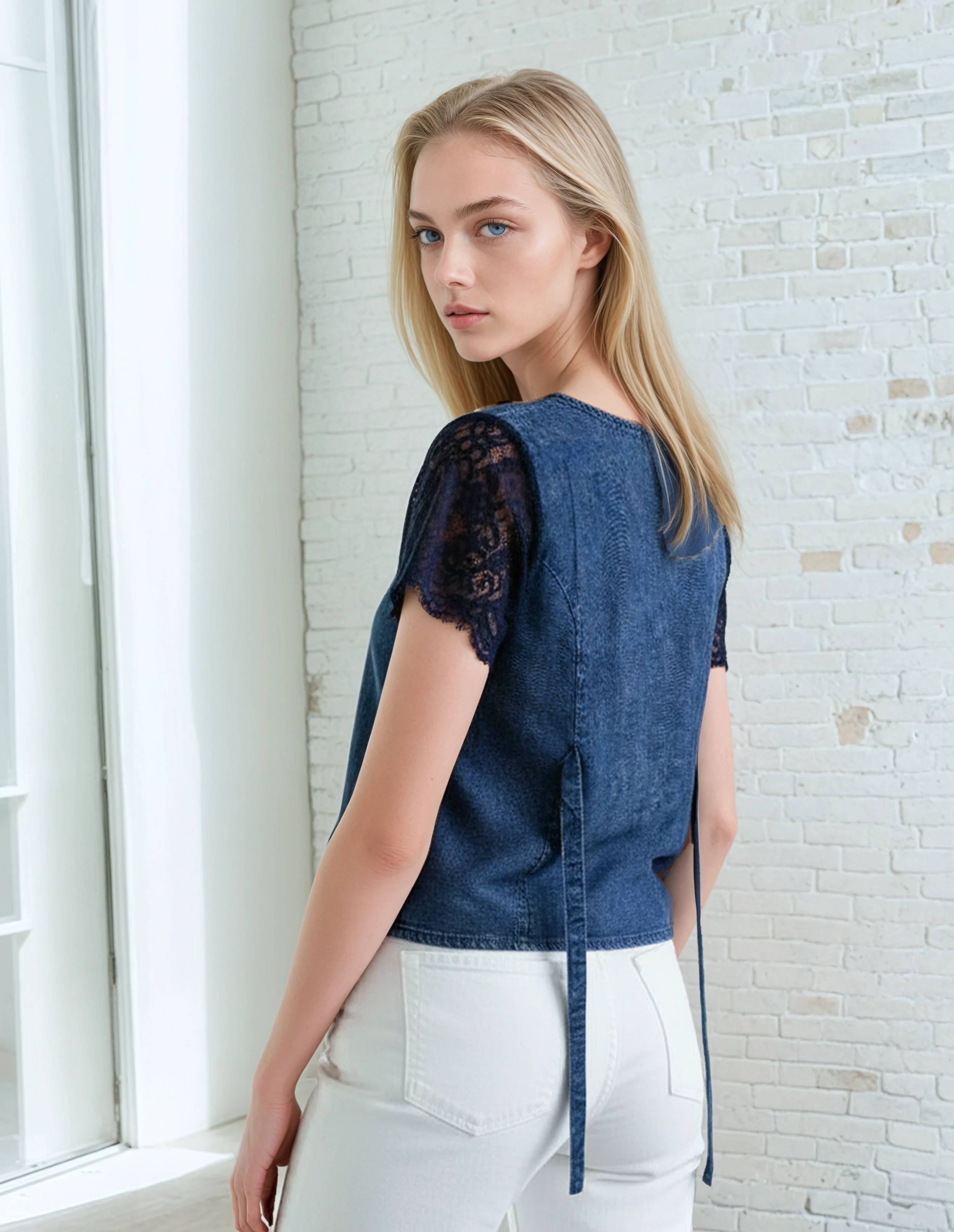 Unexpectedly You Ocean Whisper – Denim Blue Embroidered Boho Blouse