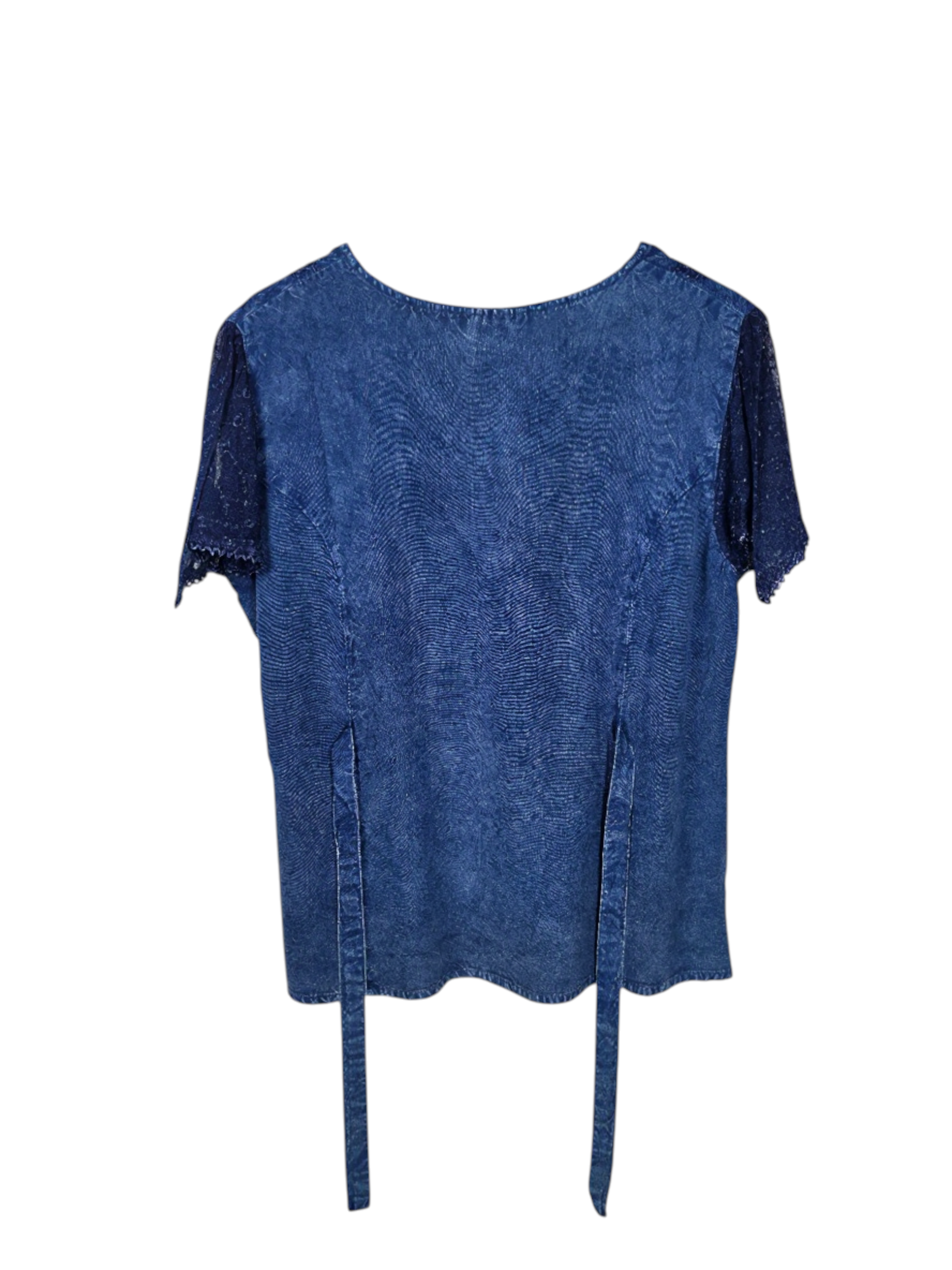 Unexpectedly You Ocean Whisper – Denim Blue Embroidered Boho Blouse