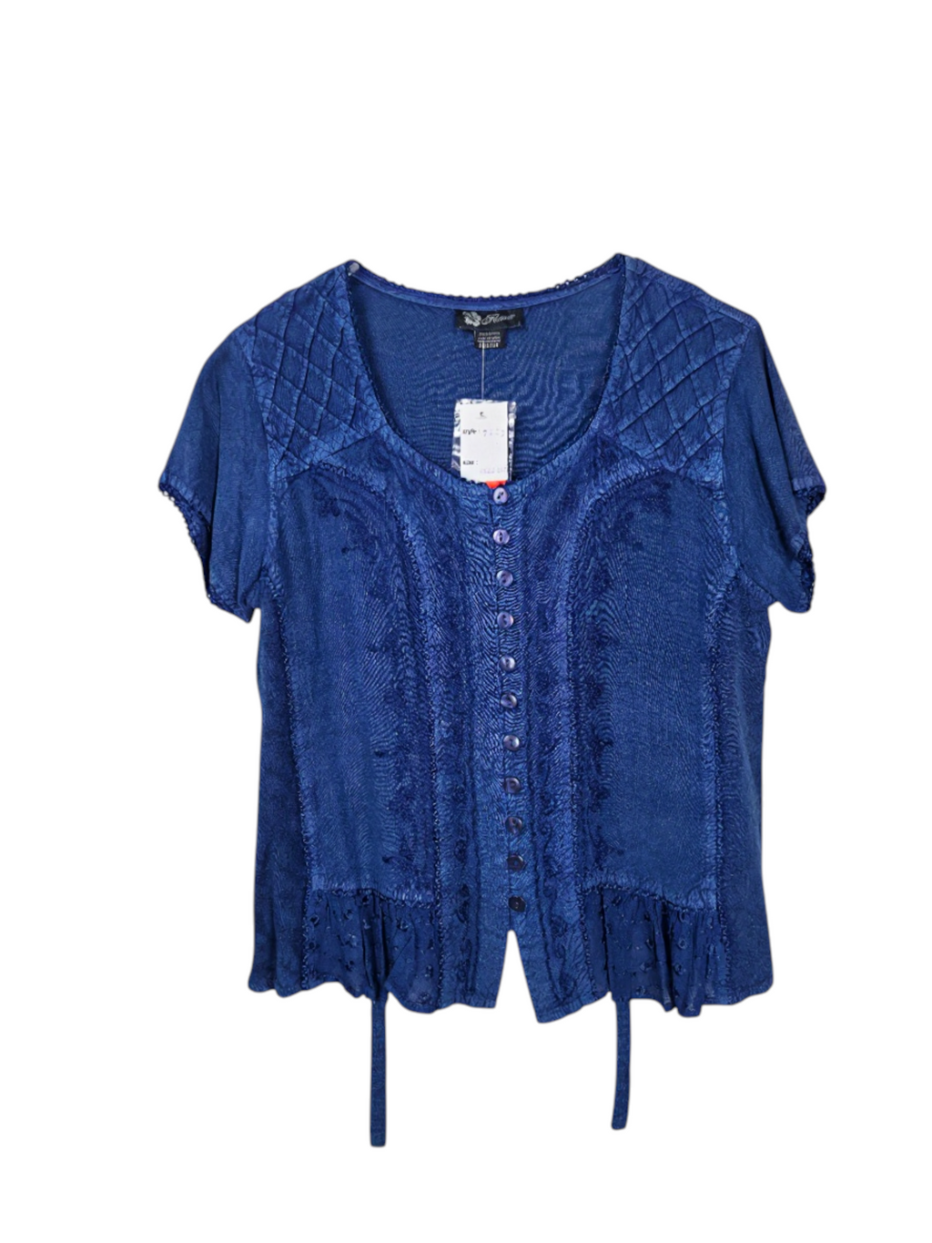 Unexpectedly You Skylight Serenity – Blue Embroidered Peplum Blouse
