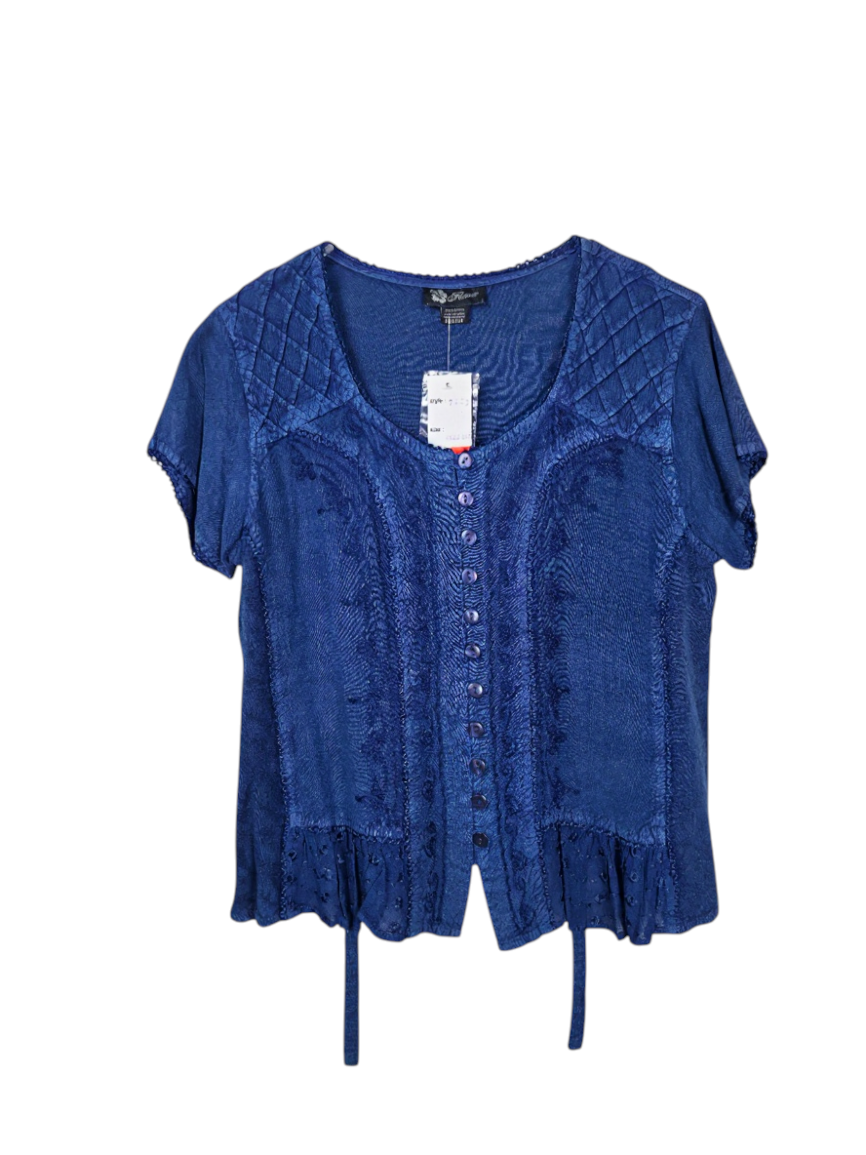 Unexpectedly You Skylight Serenity – Blue Embroidered Peplum Blouse