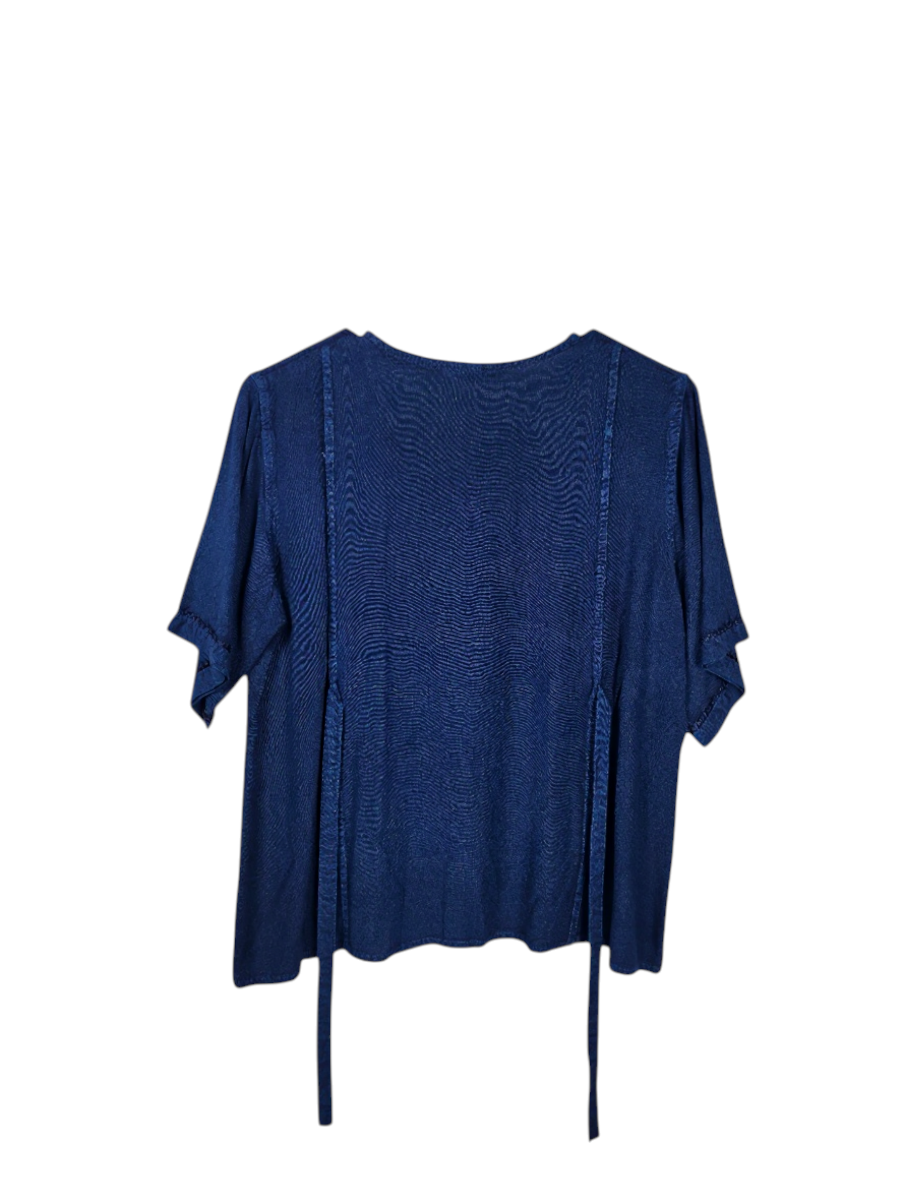 Unexpectedly You Midnight Harmony – Deep Blue Boho Embroidered Blouse