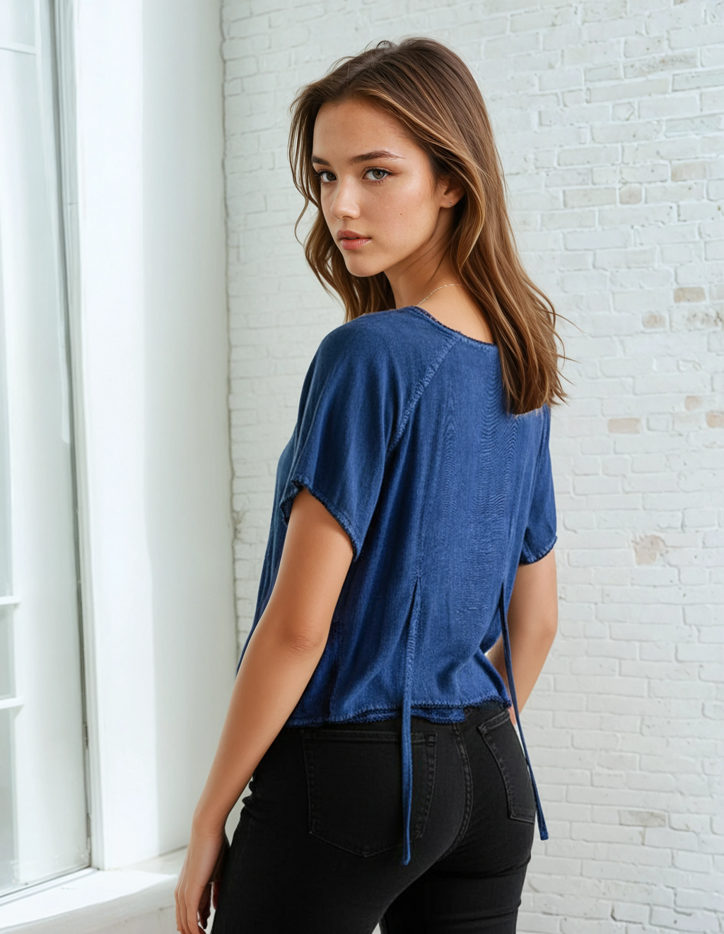 Unexpectedly You Ocean Whisper – Quilted Blue Boho Embroidered Blouse