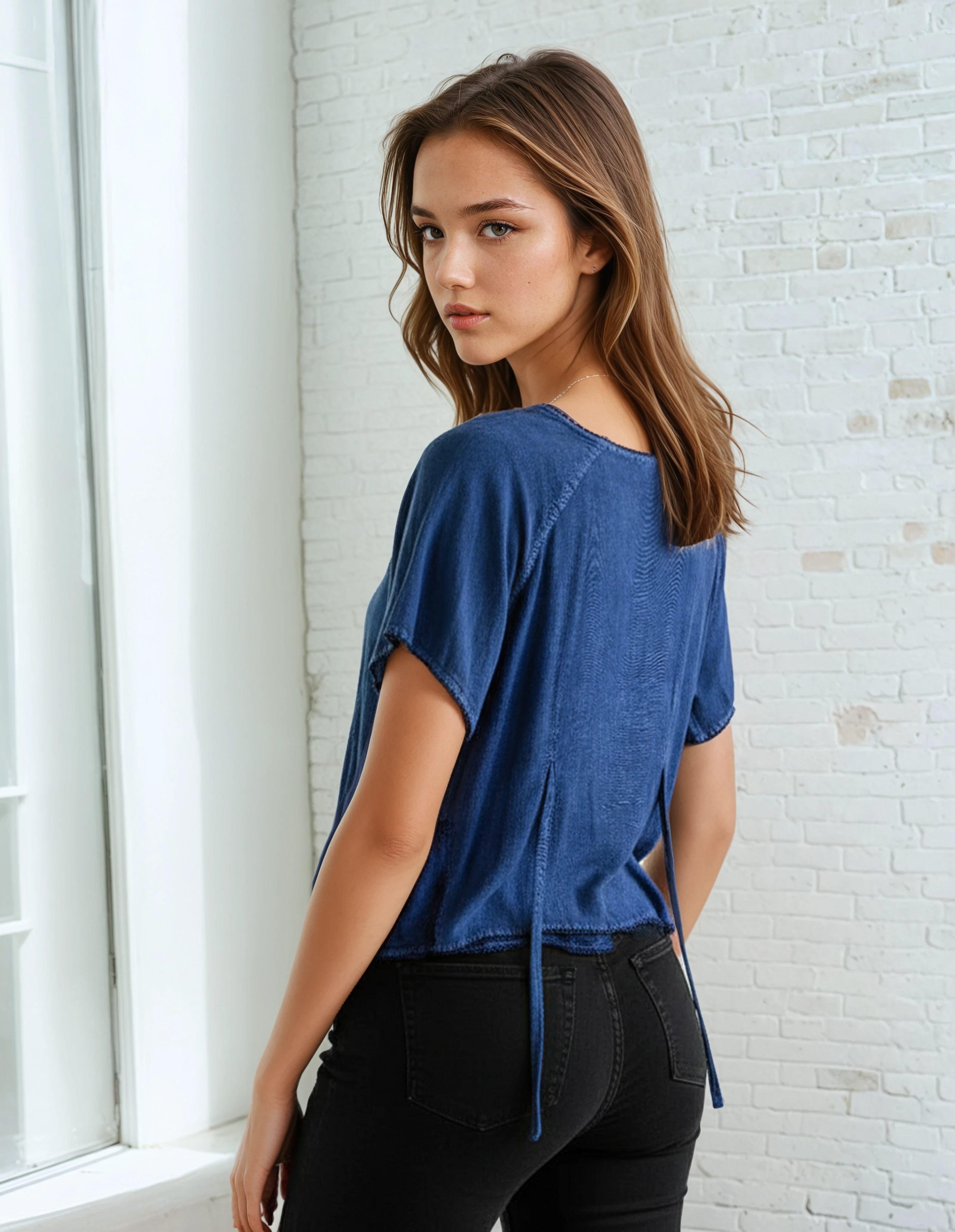 Unexpectedly You Ocean Whisper – Quilted Blue Boho Embroidered Blouse