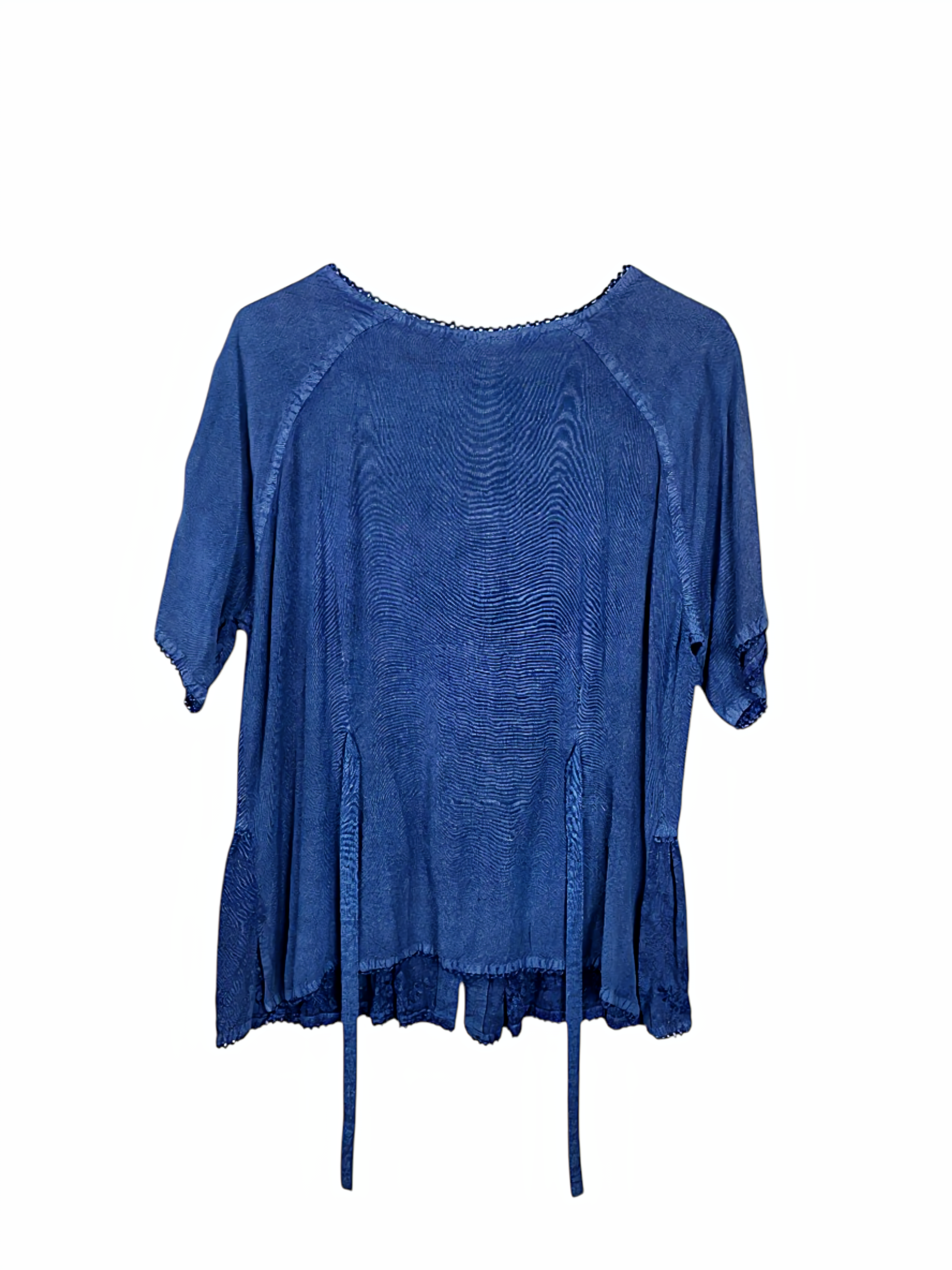 Unexpectedly You Ocean Whisper – Quilted Blue Boho Embroidered Blouse