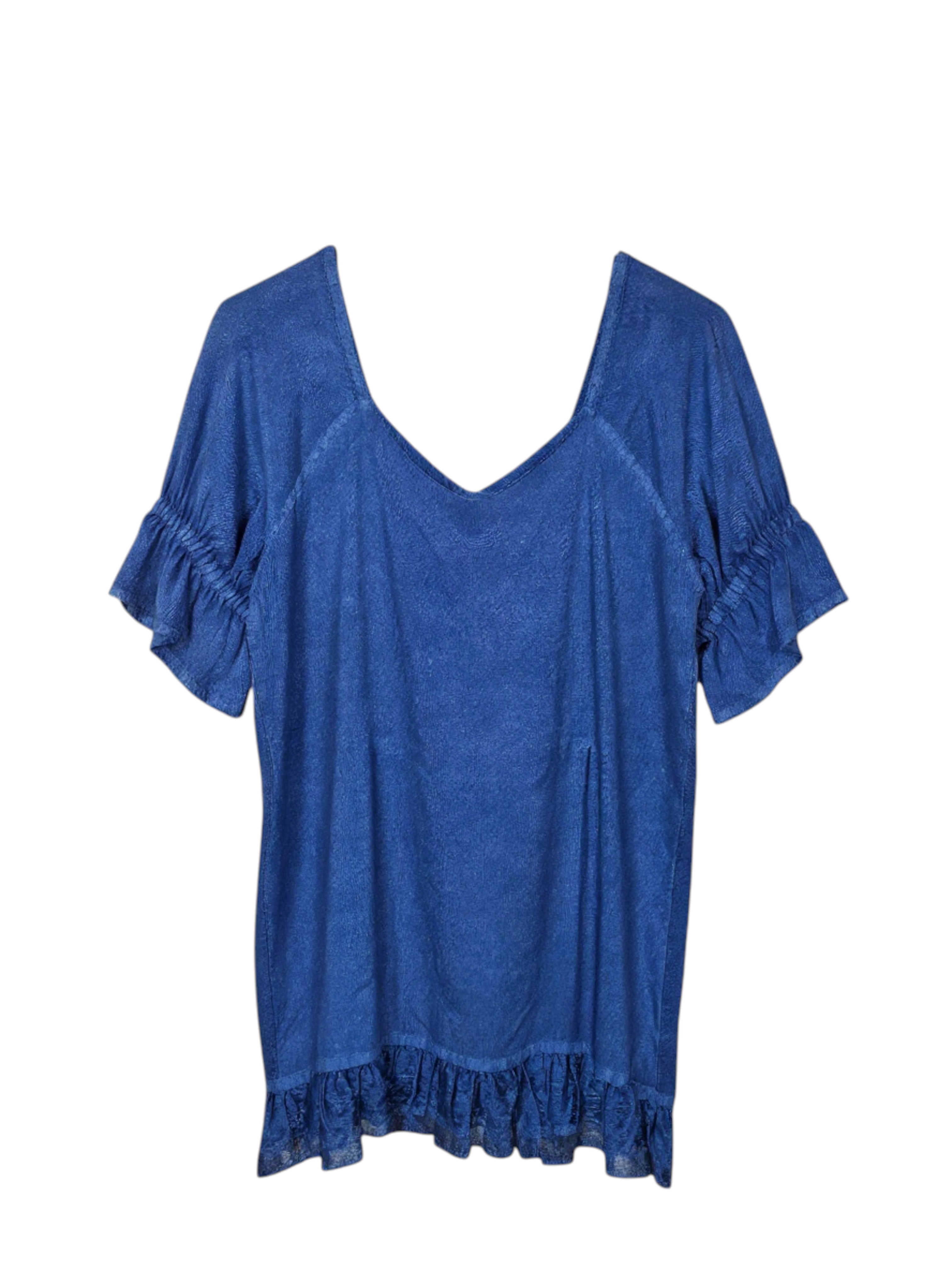 Unexpectedly You Blue Meadow – Lace-Up Embroidered Boho Peplum Blouse