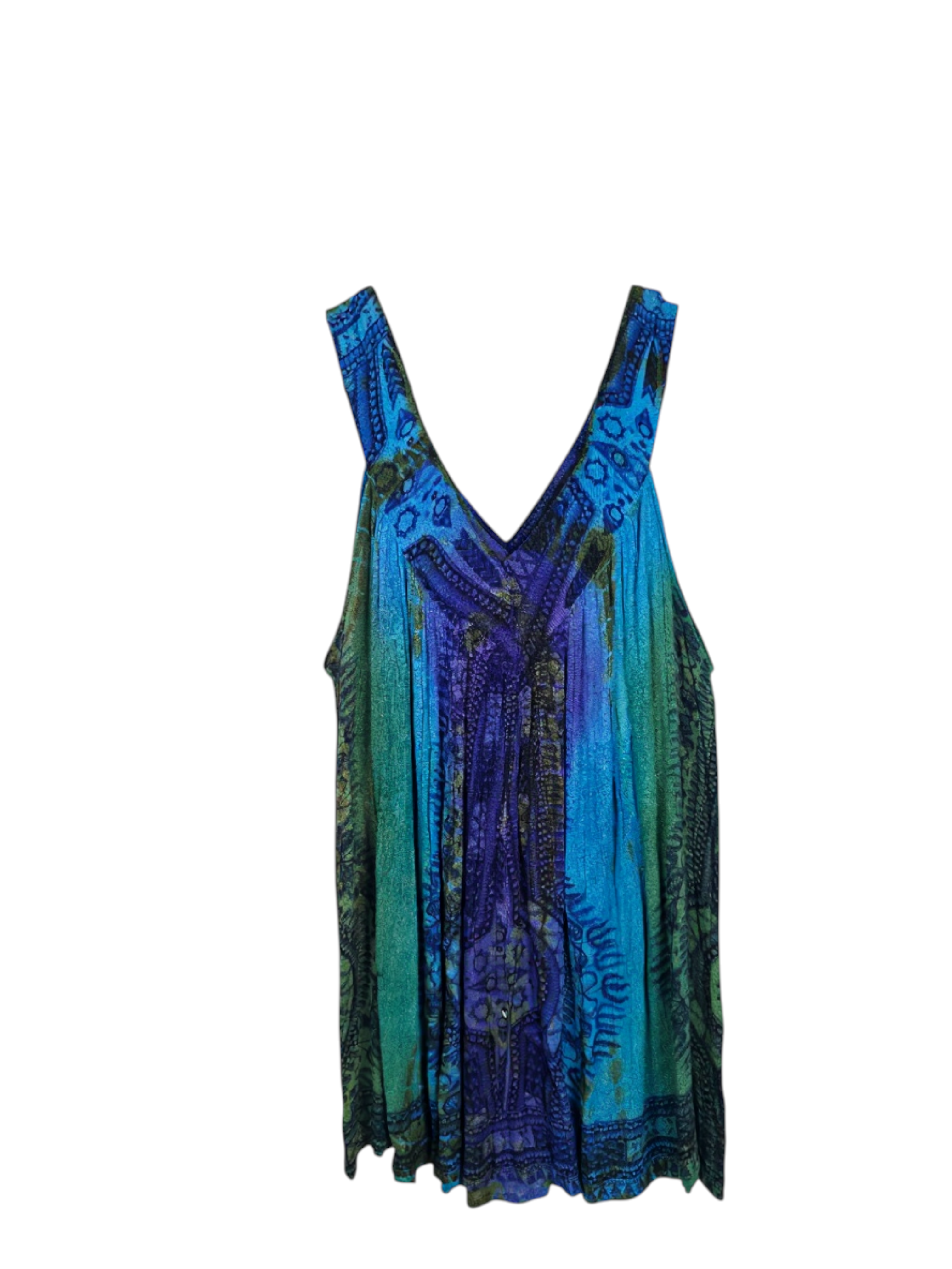 Unexpectedly You Ocean Mirage – Blue Green Boho Printed Kaftan Dress