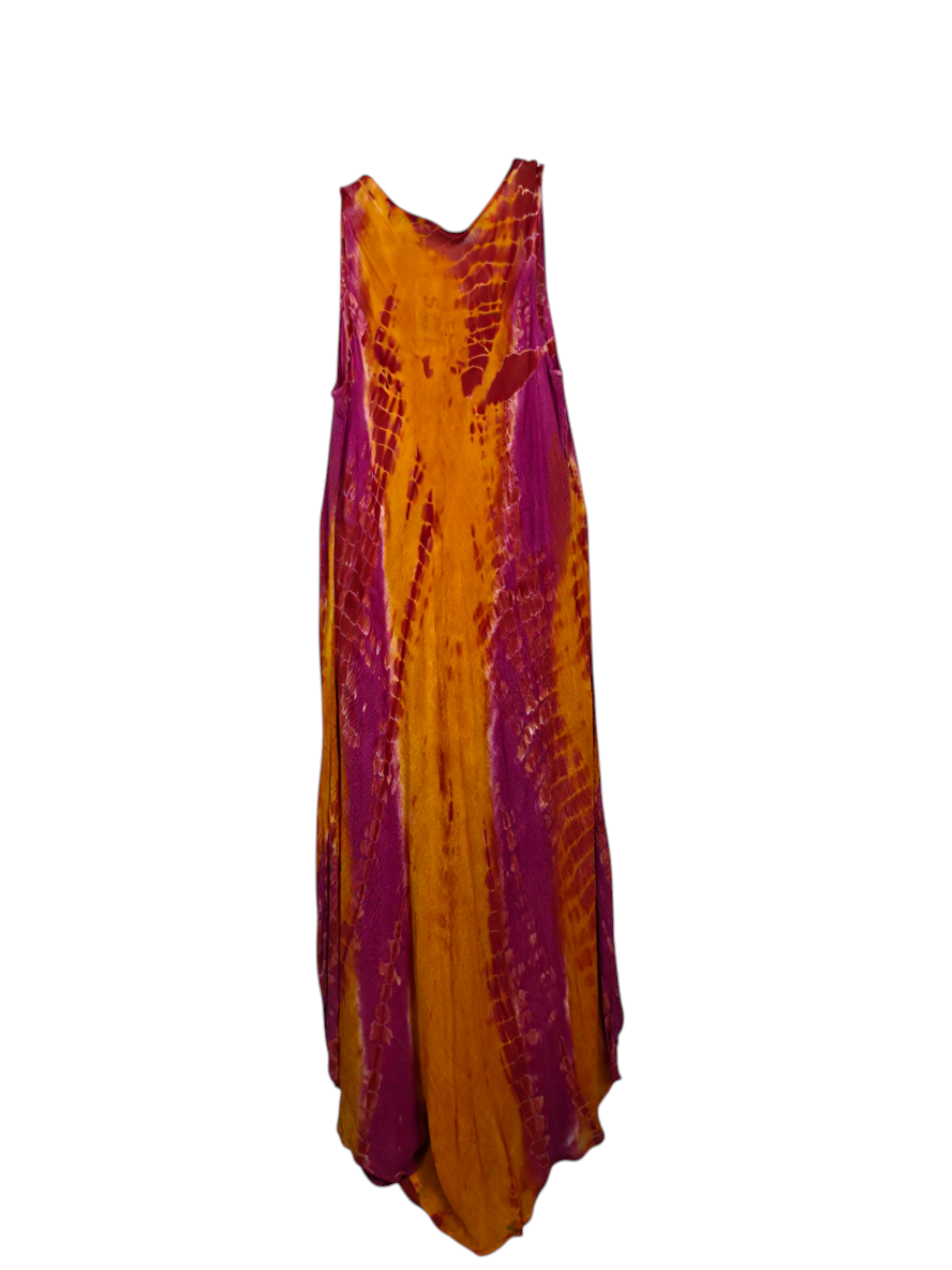 Unexpectedly You Sunset Muse – Orange & Magenta Tie-Dye Midi Dress
