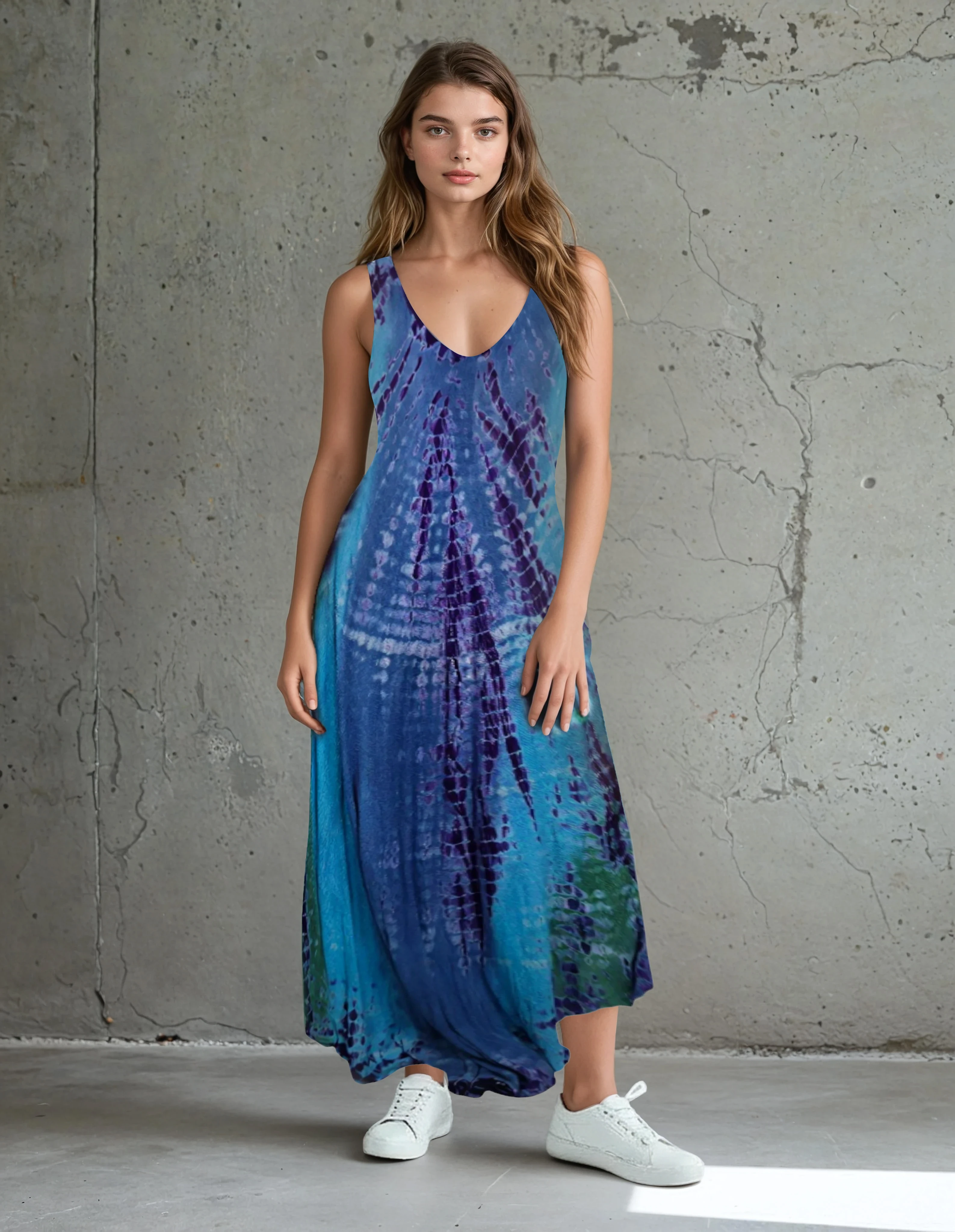 Unexpectedly You Ocean Mist – Blue & Purple Tie-Dye Maxi Dress