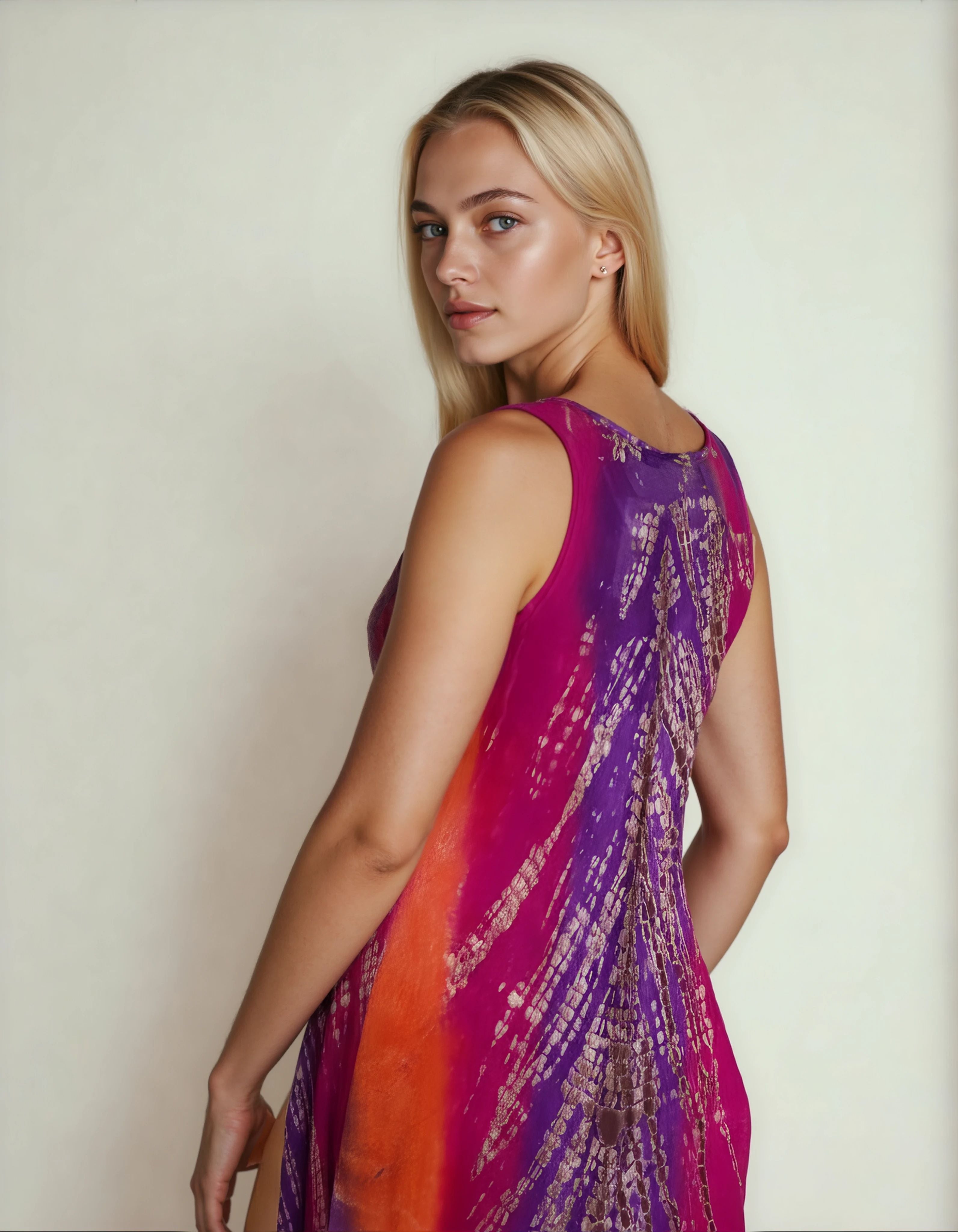 Unexpectedly You Sunset Bloom – Orange & Purple Tie-Dye Asymmetrical Dress