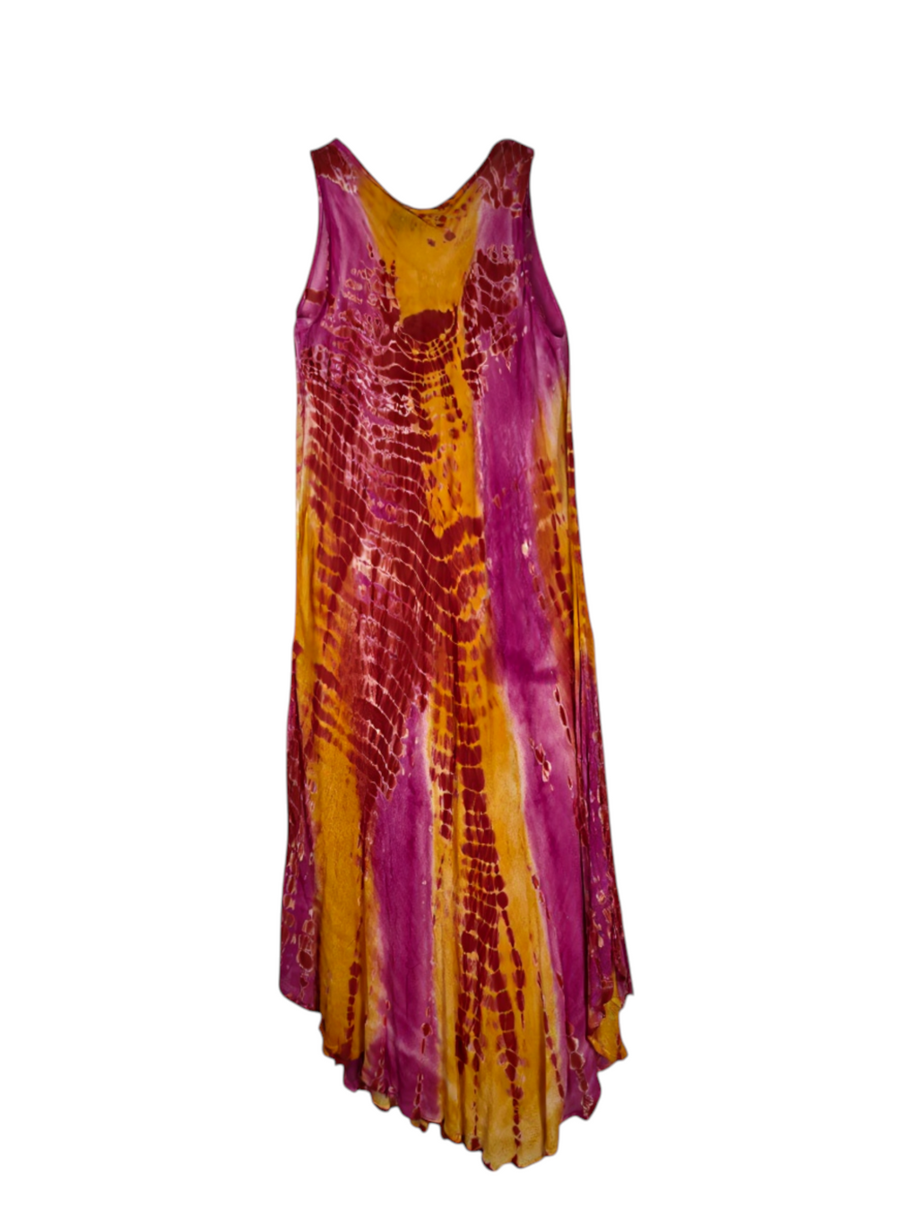 Unexpectedly You Golden Horizon – Magenta & Amber Tie-Dye Maxi Dress