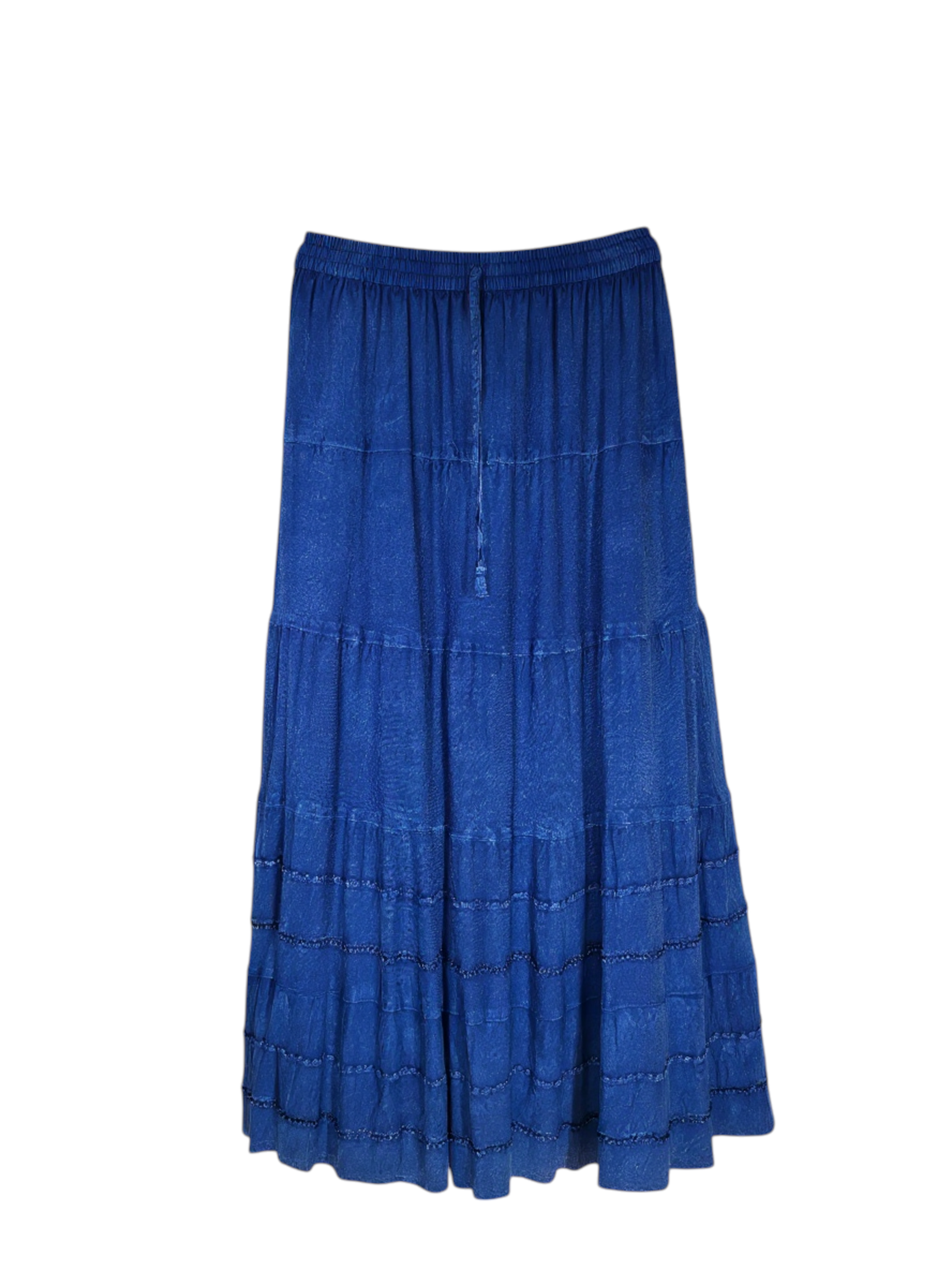 Unexpectedly You Royal Sapphire Tiered Boho Maxi Skirt