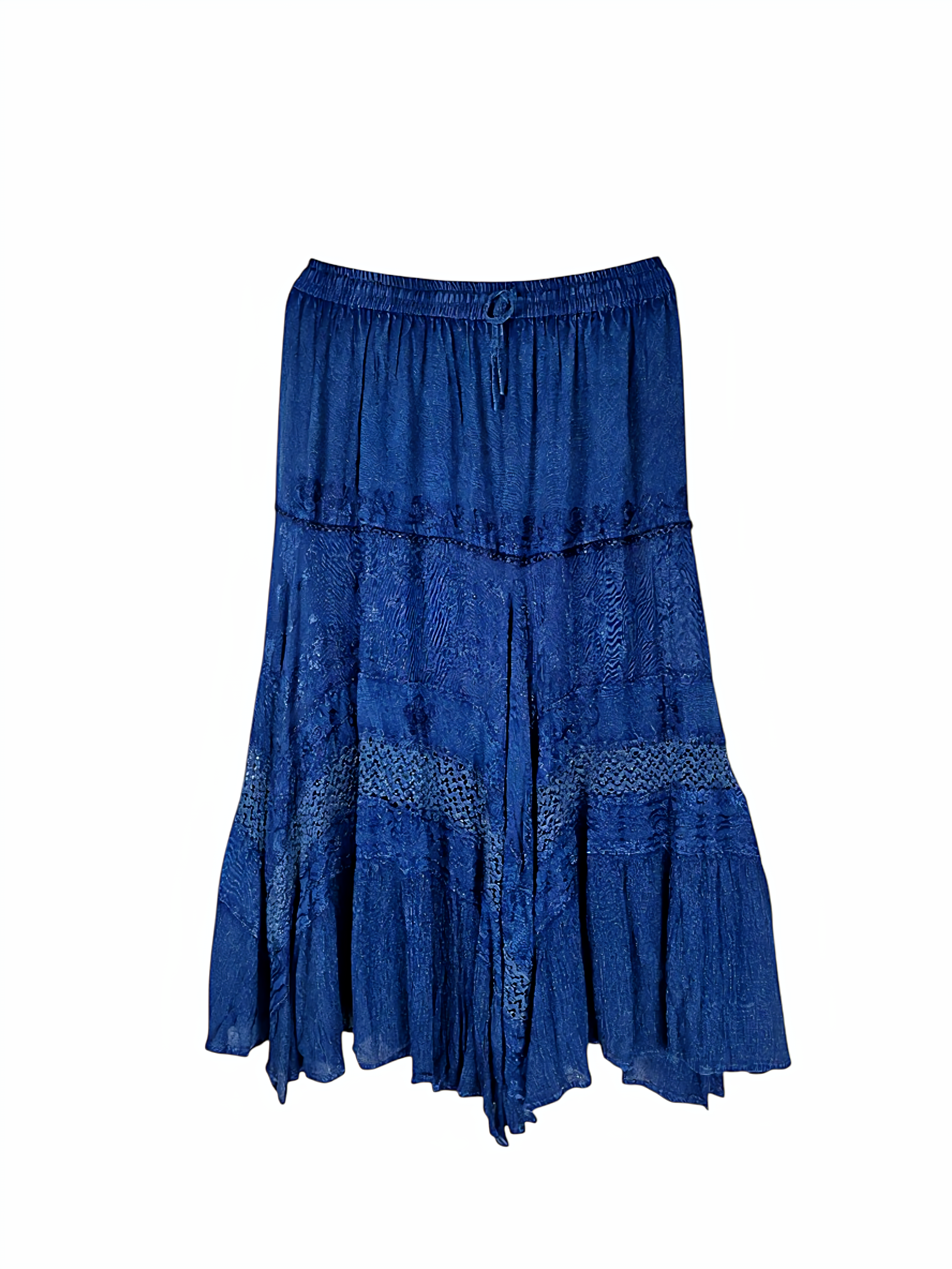 Unexpectedly You Azure Dream Boho Tiered Midi Skirt