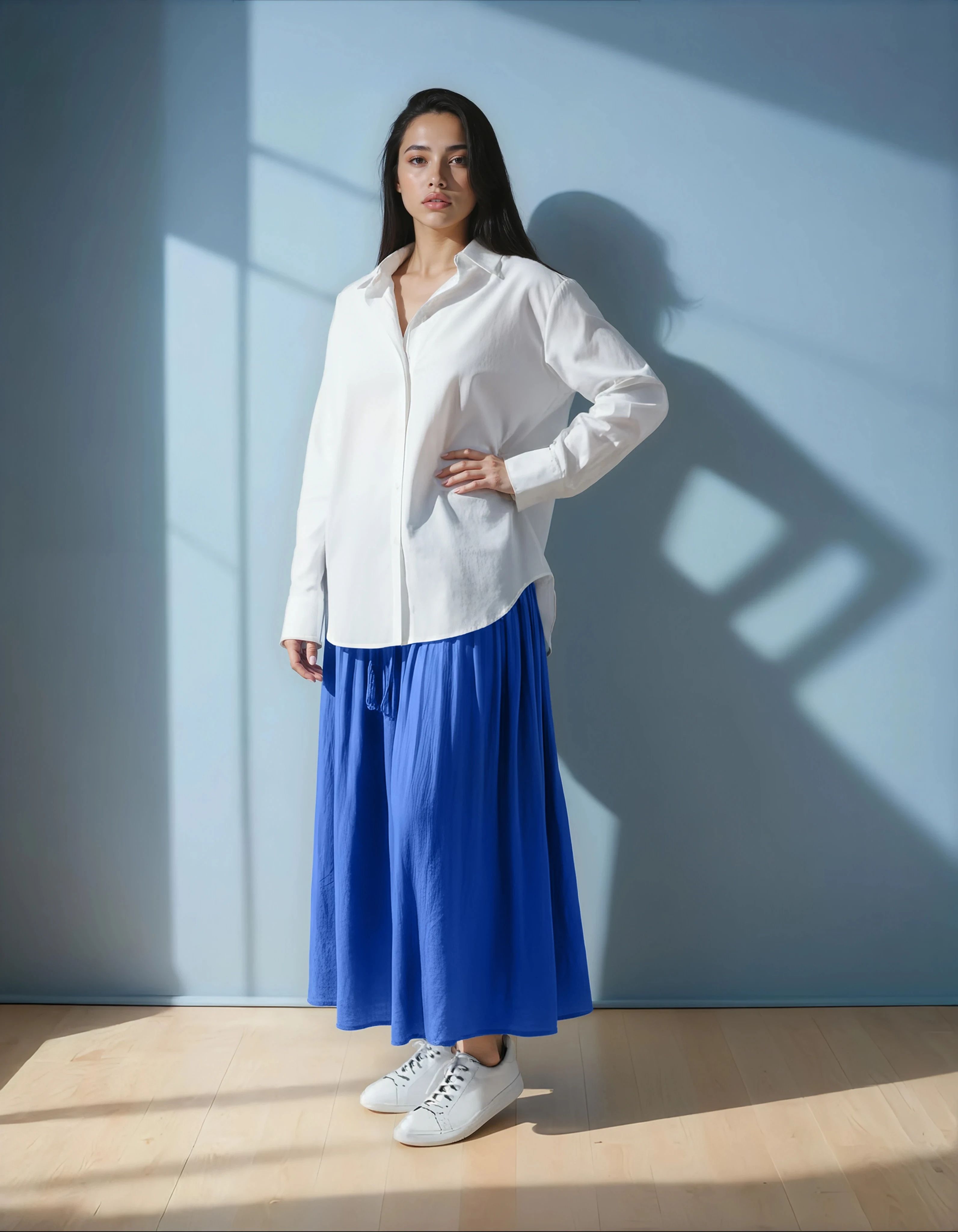Unexpectedly You Azure Breeze Flowy Maxi Skirt