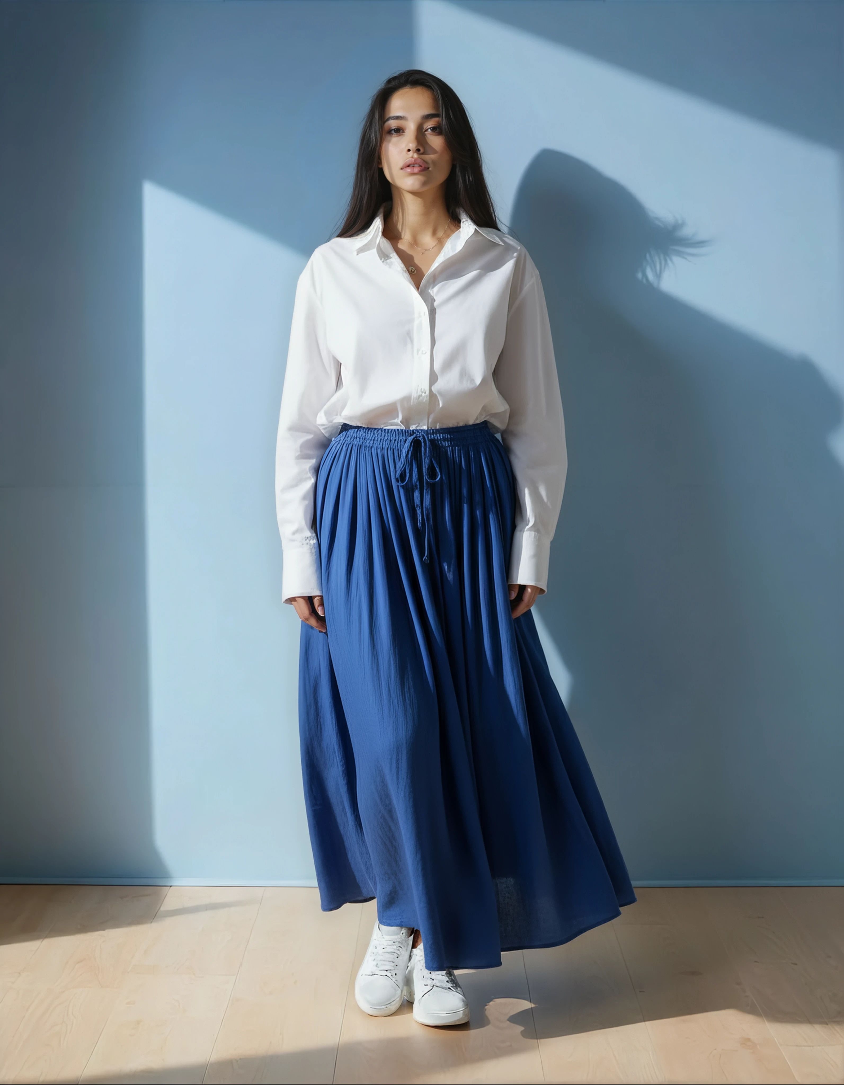 Unexpectedly You Azure Breeze Flowy Maxi Skirt