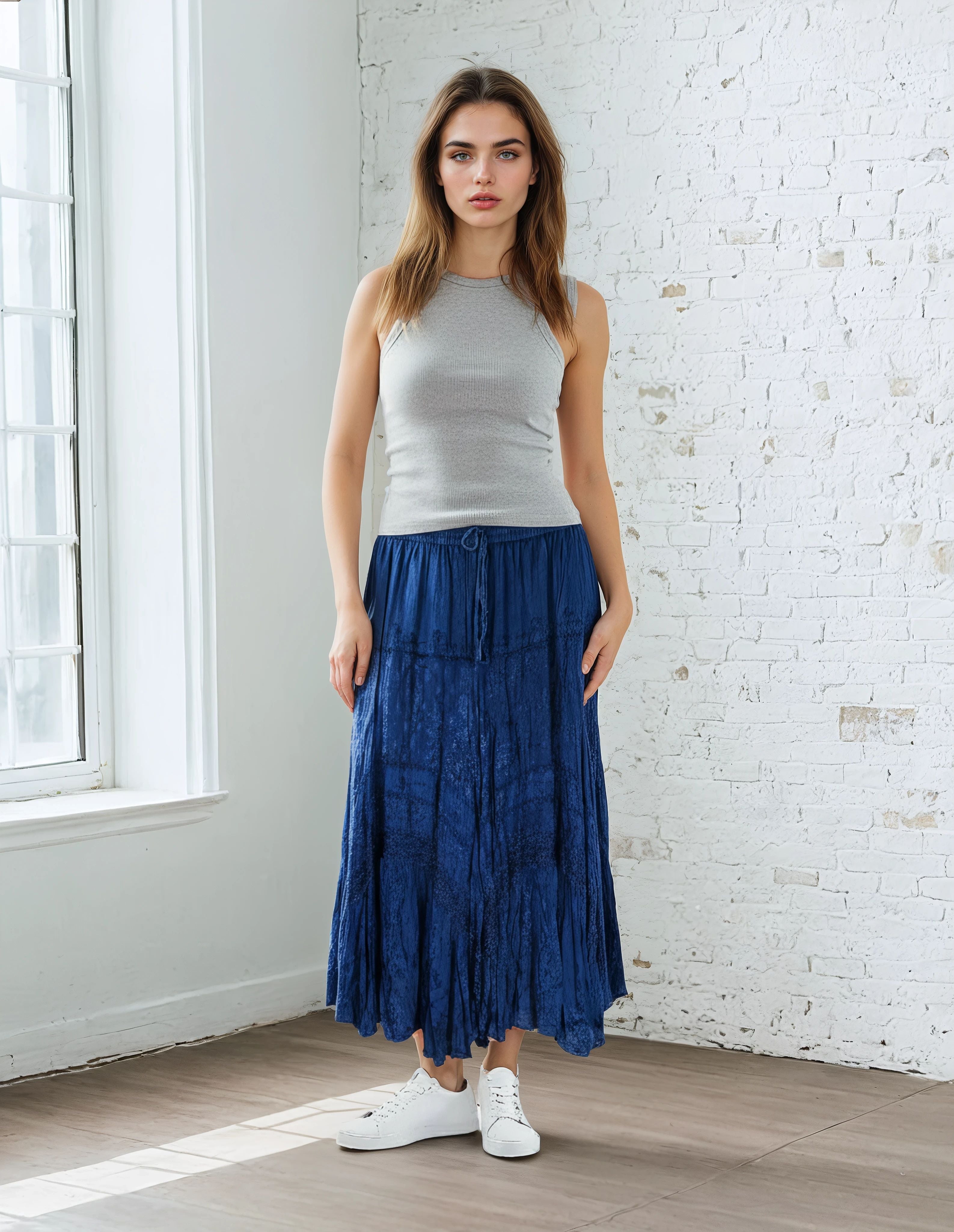 Unexpectedly You Ocean Breeze Tiered Boho Maxi Skirt