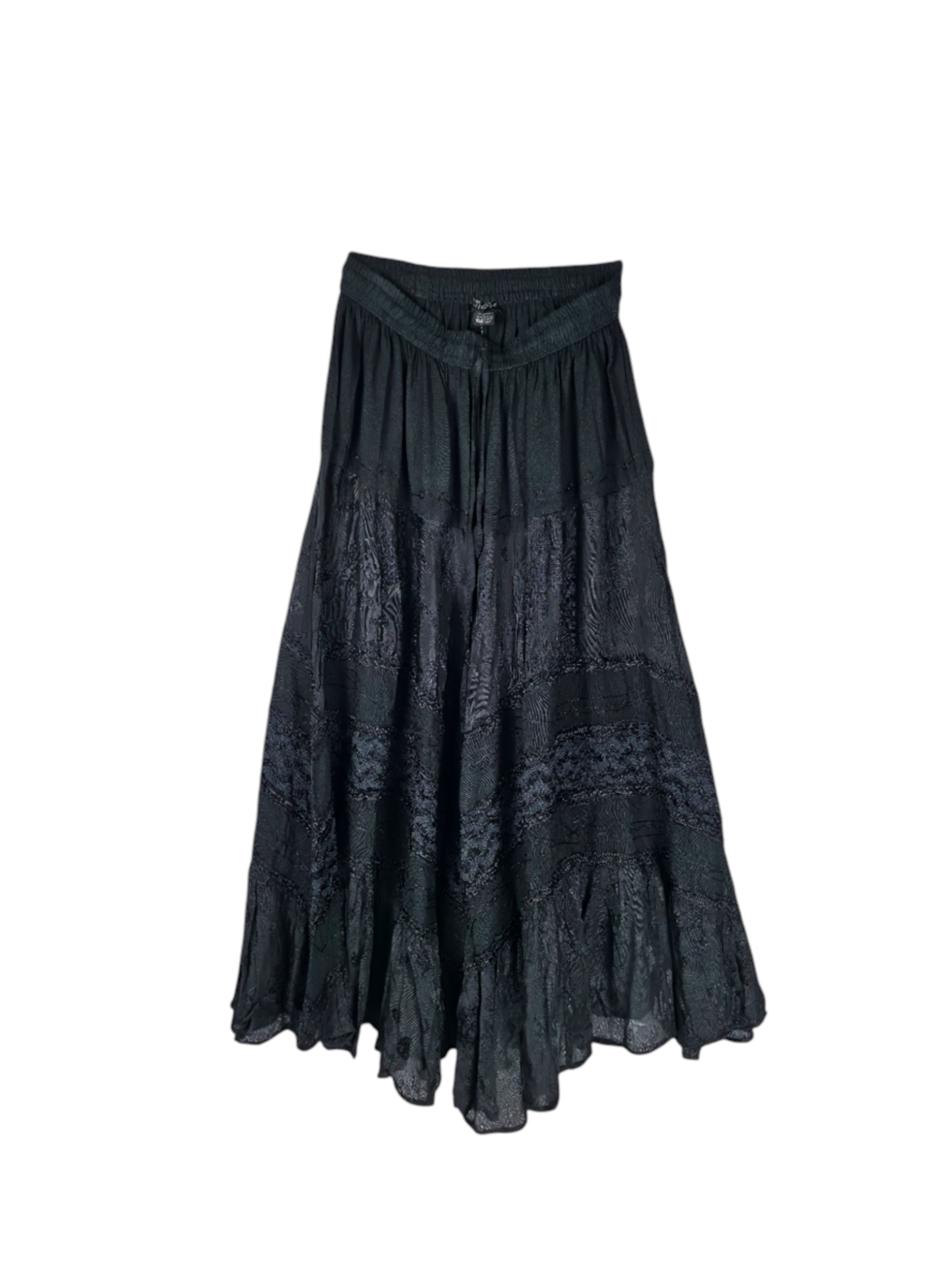 Unexpectedly You Midnight Black Crinkle Boho Maxi Skirt