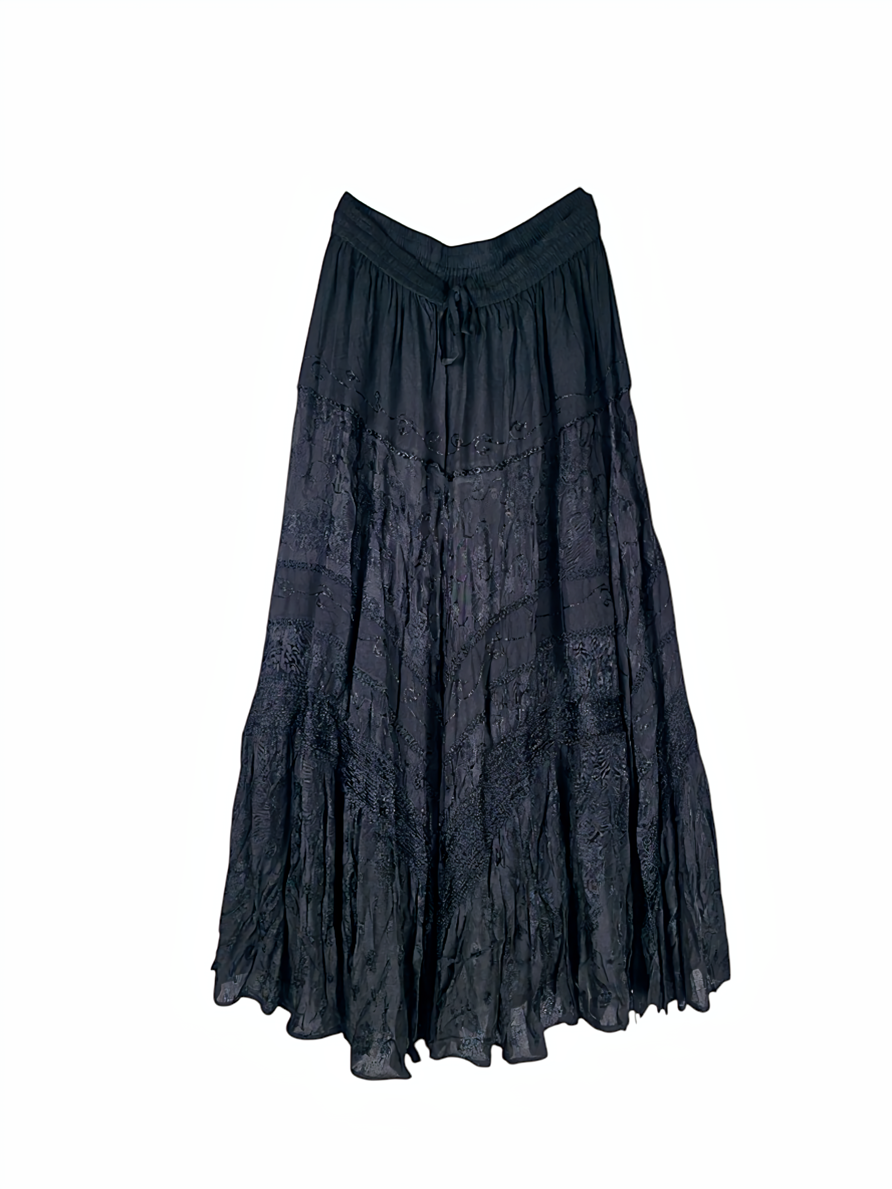 Unexpectedly You Shadowlace Boho Crinkle Maxi Skirt