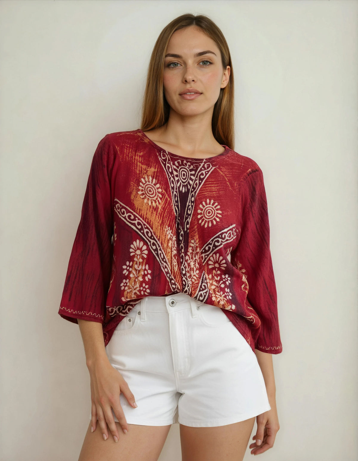 Crimson Sol red boho blouse additional view