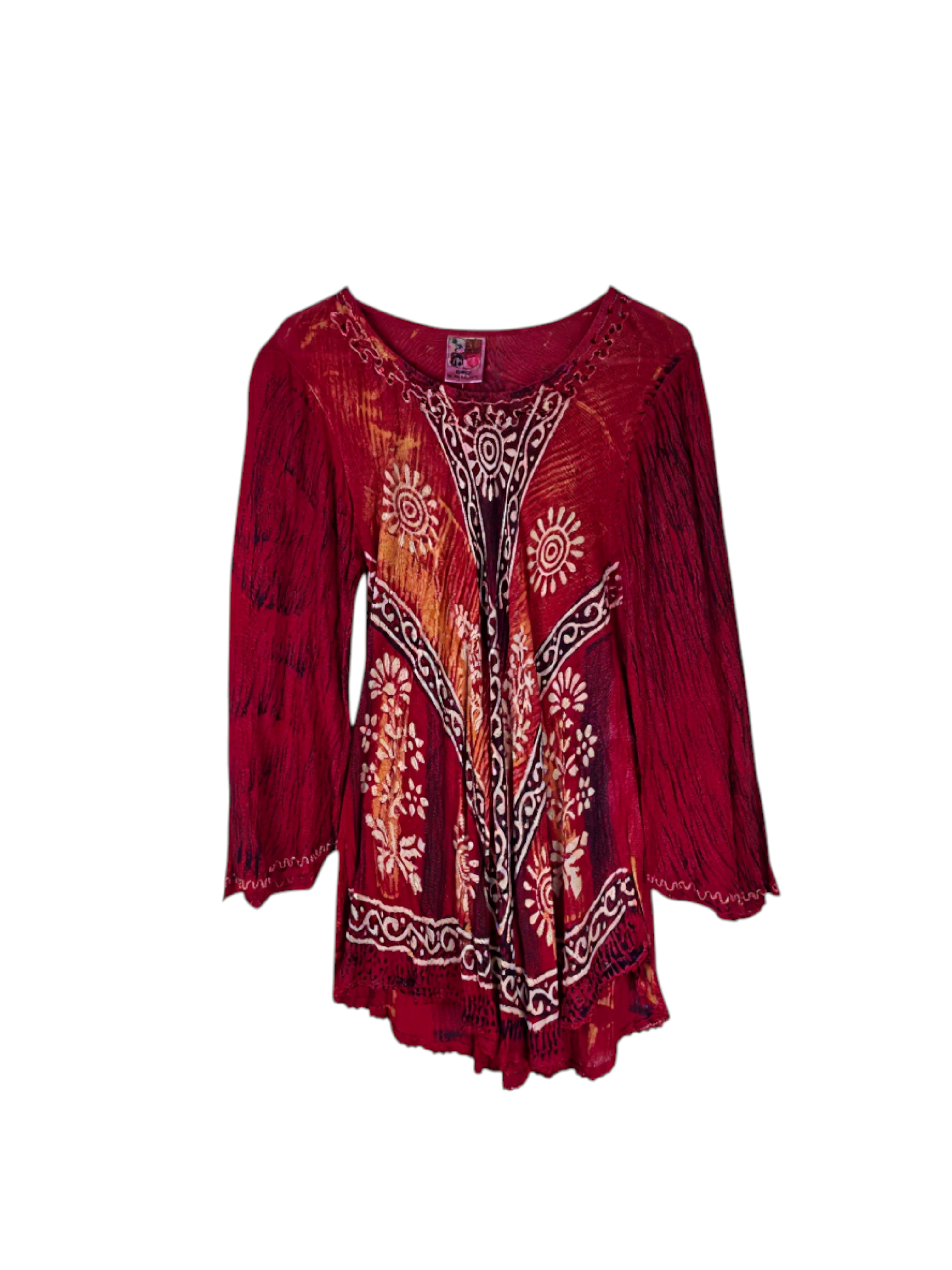 Unexpectedly You Crimson Sol Hand-Dyed Boho Blouse