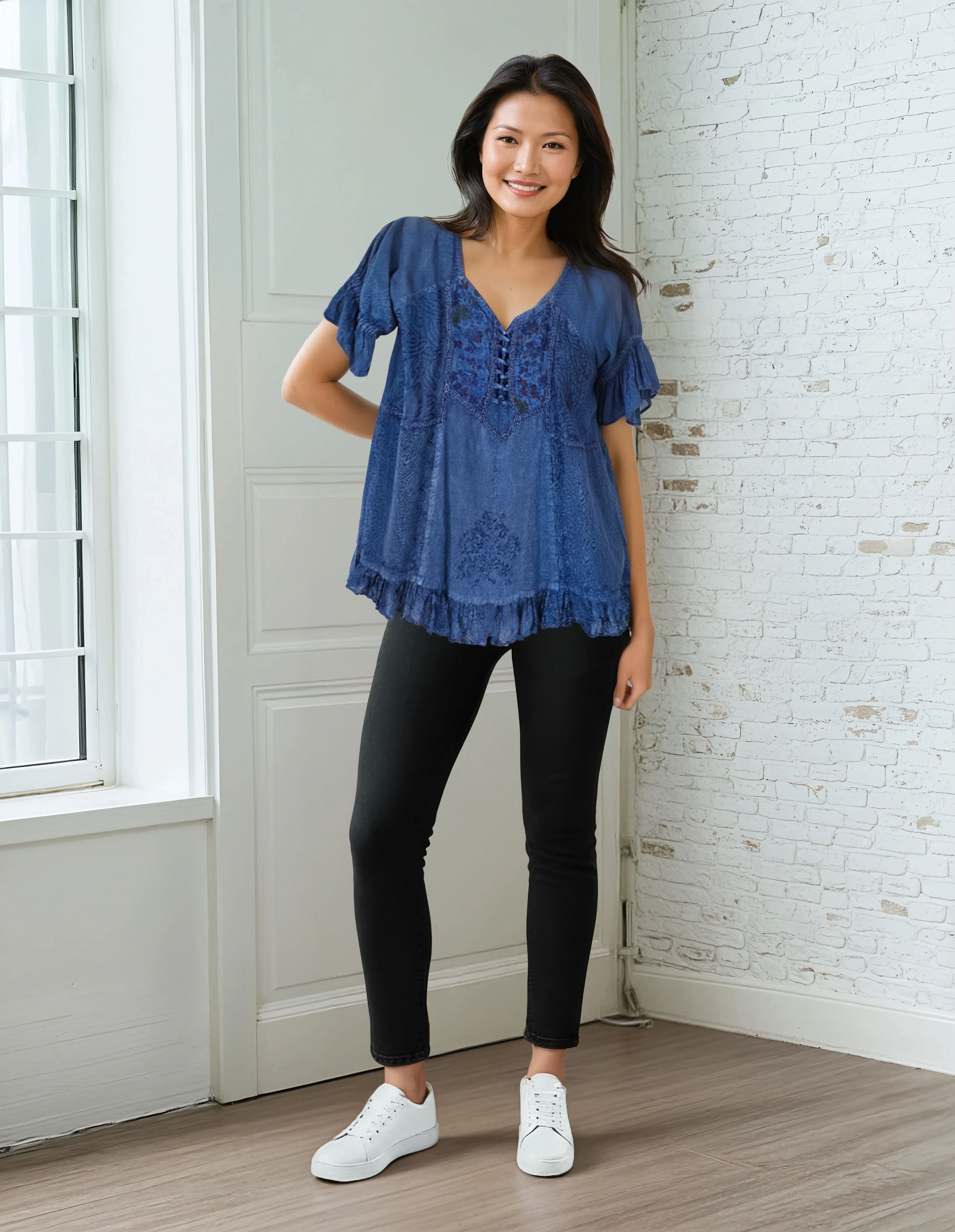 Unexpectedly You Indigo Muse Boho Lace Blouse