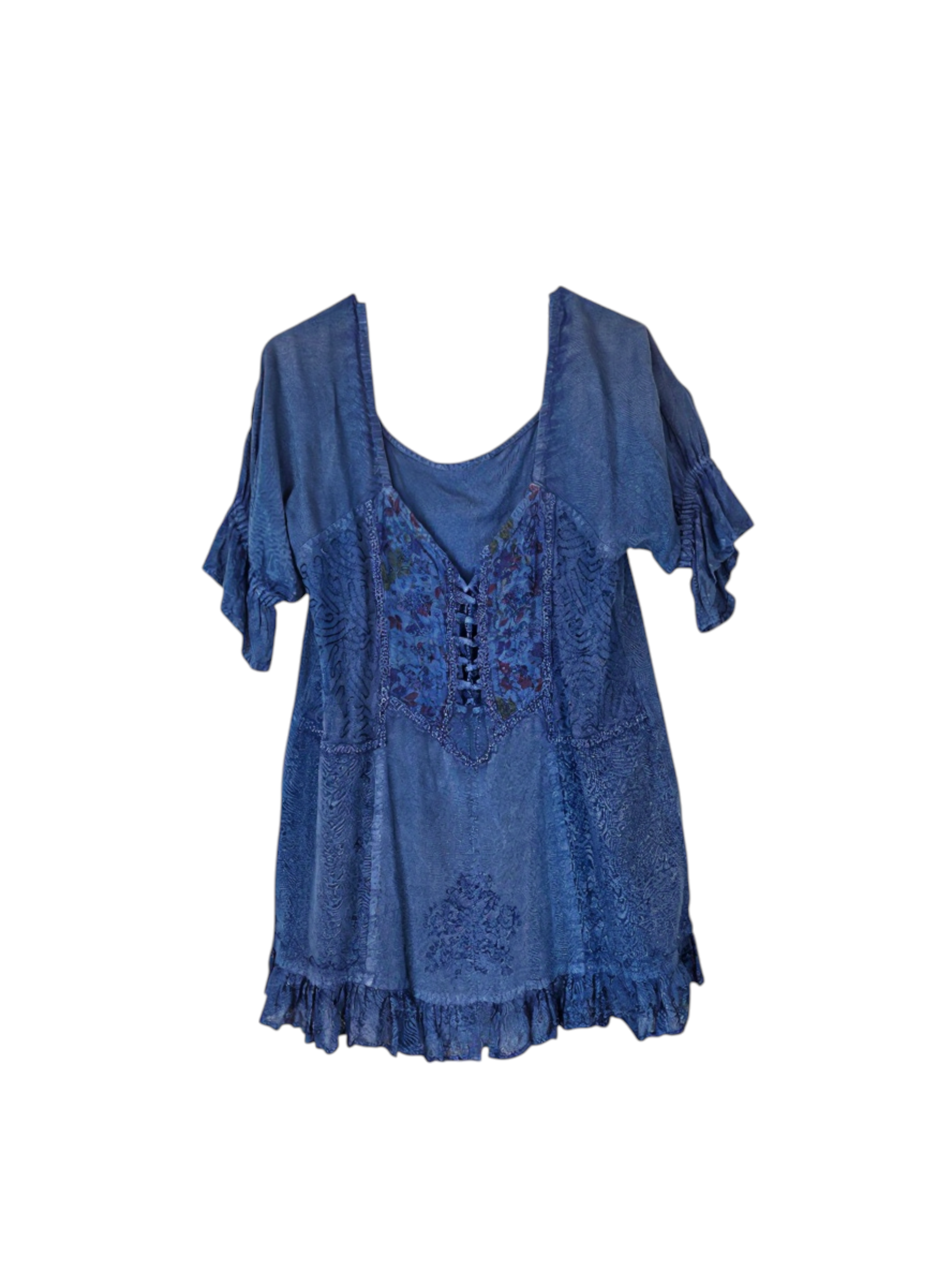 Unexpectedly You Indigo Muse Boho Lace Blouse