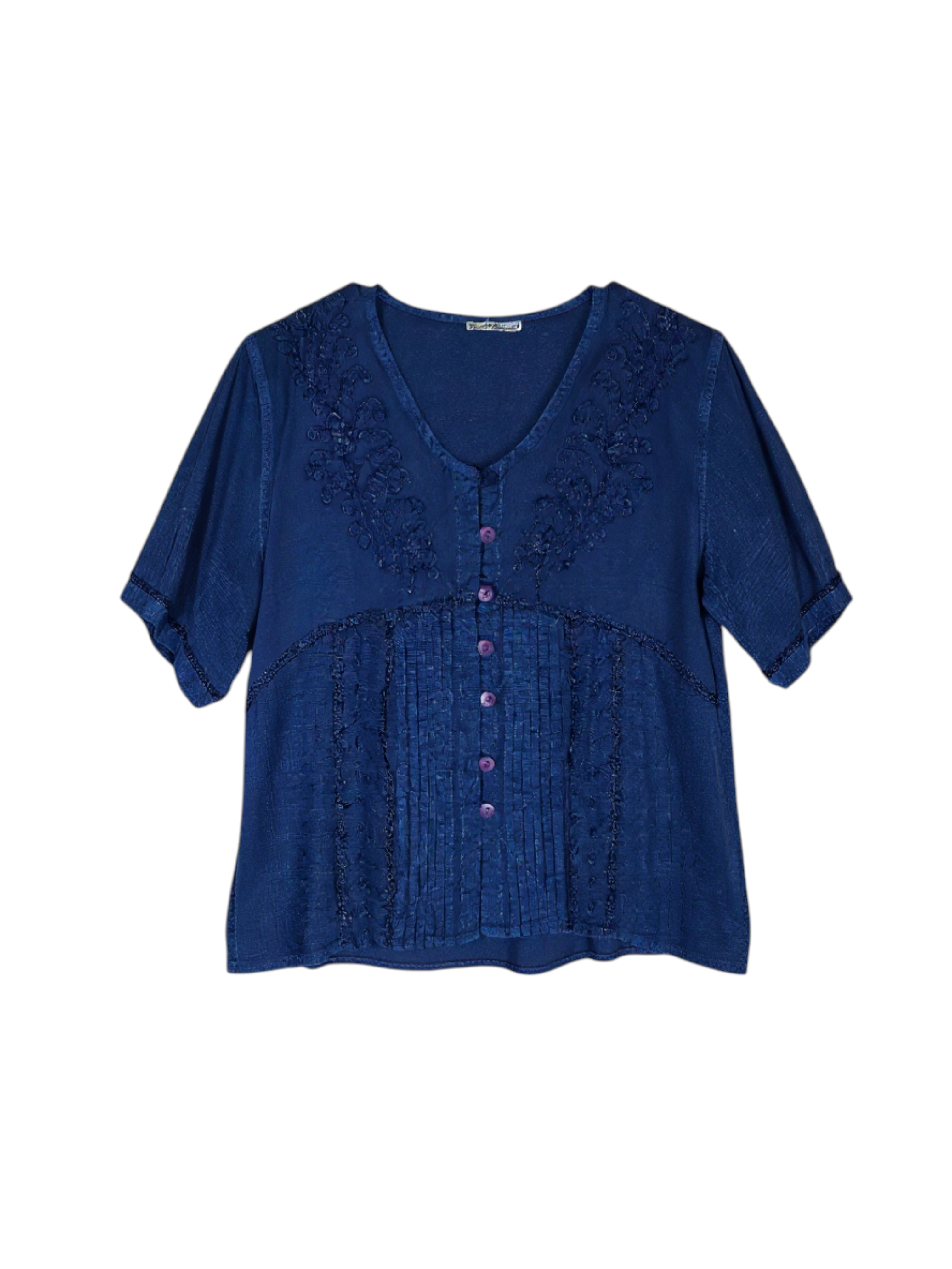 Unexpectedly You Midnight Bloom Embroidered Boho Top