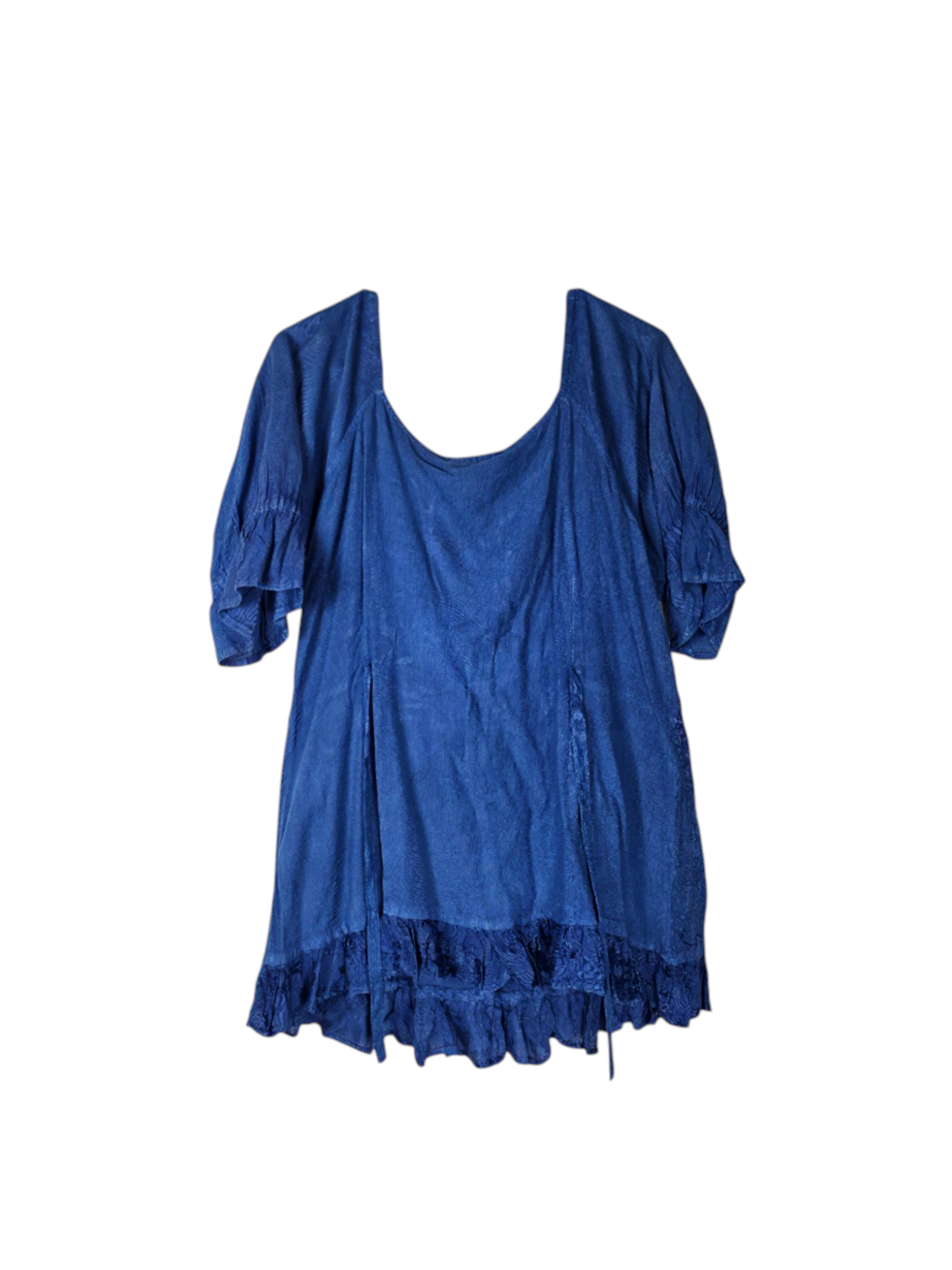 Unexpectedly You Azure Melody Boho Lace-Up Tunic