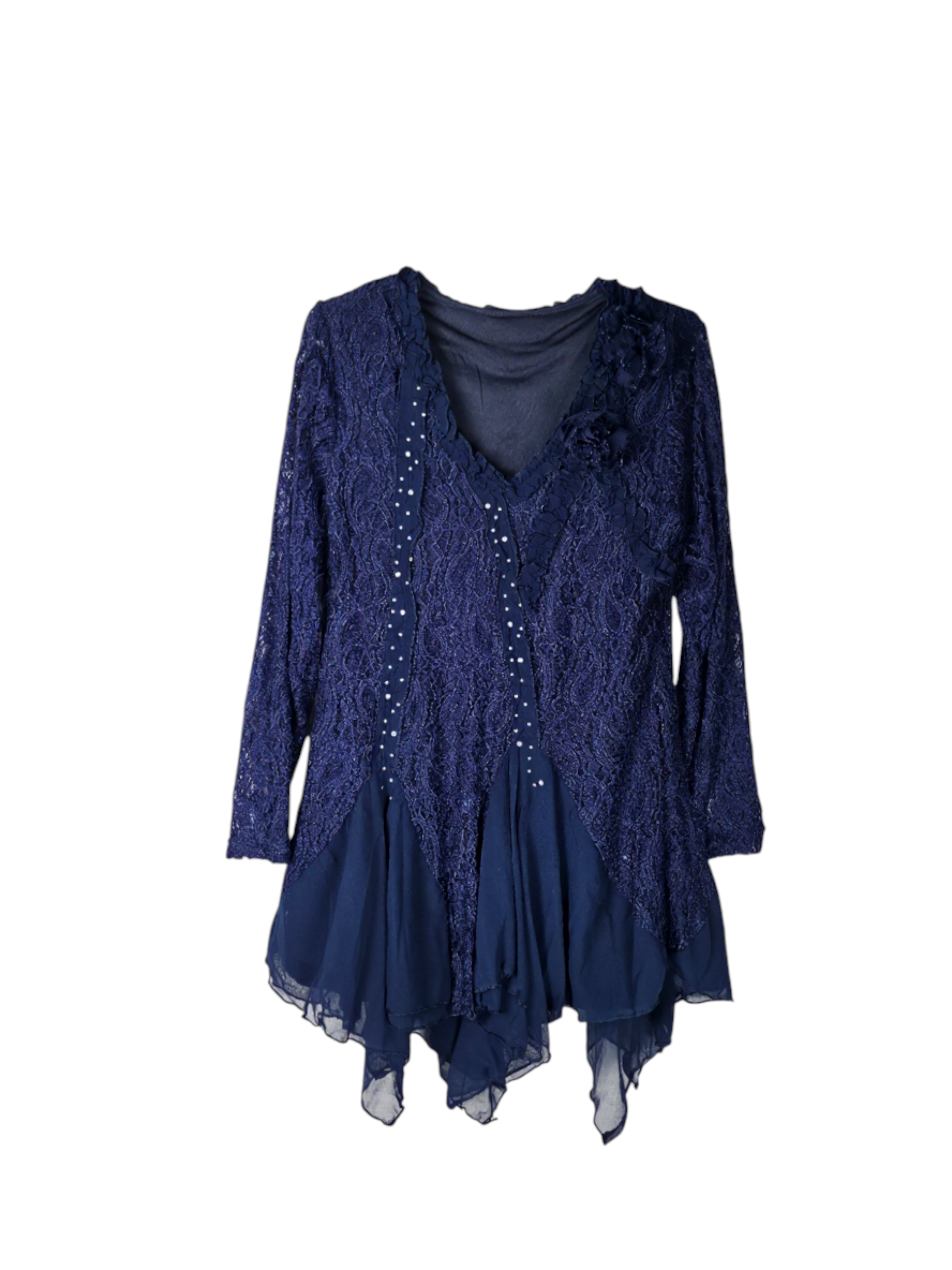Unexpectedly You Midnight Lace Boho Asymmetrical Tunic