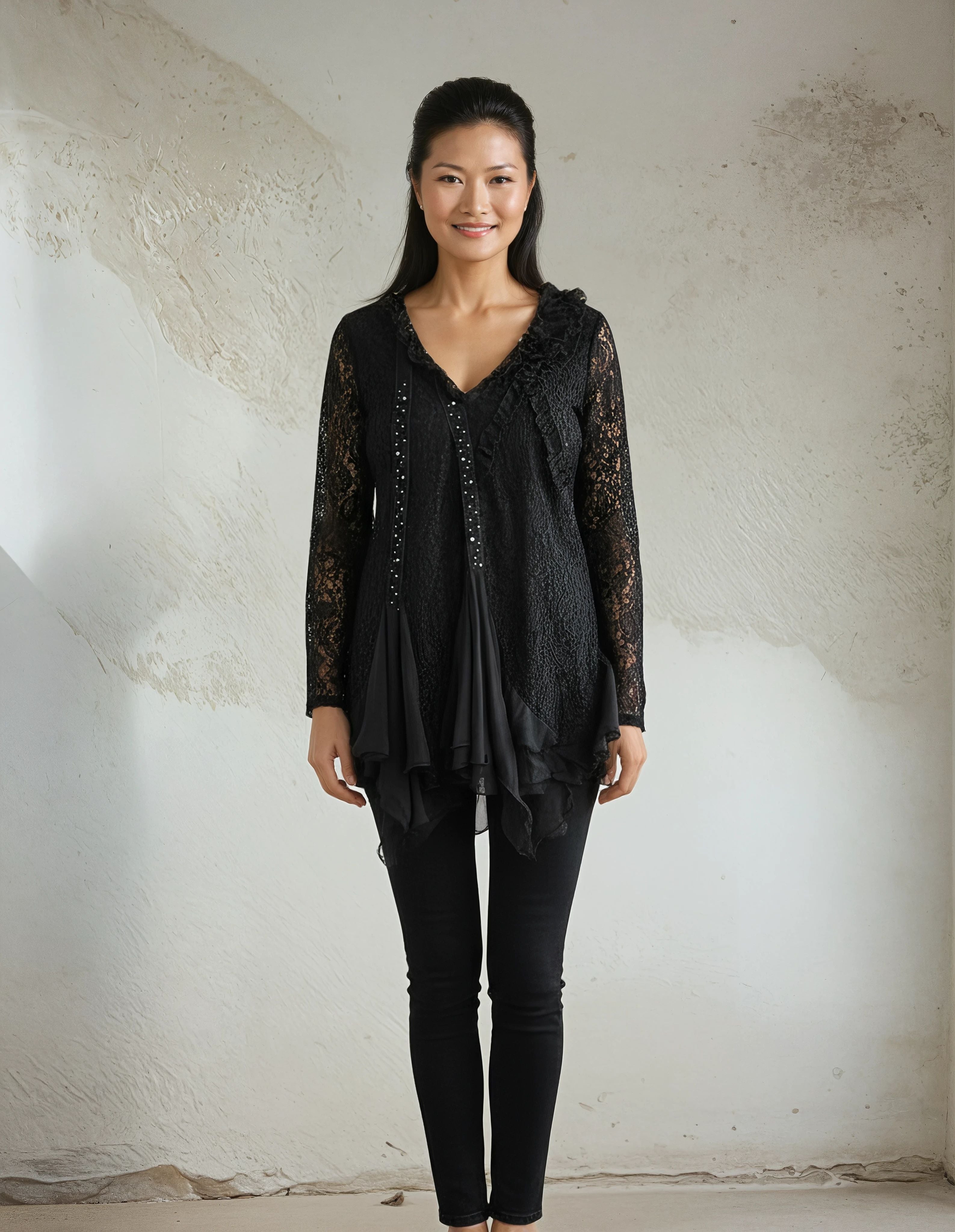 Unexpectedly You Noir Enchant Boho Lace Tunic