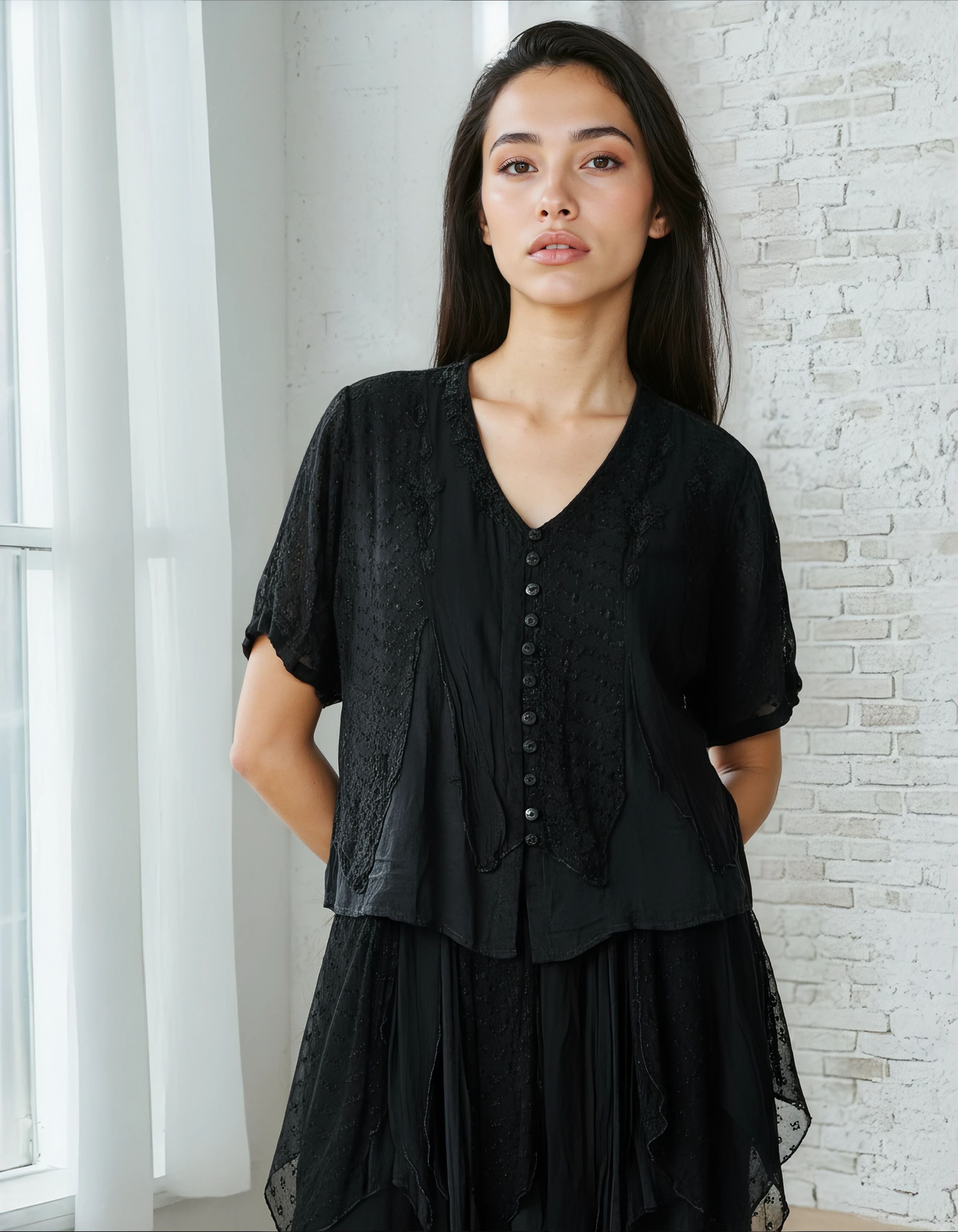 Unexpectedly You Midnight Petal Boho Two-Piece Set