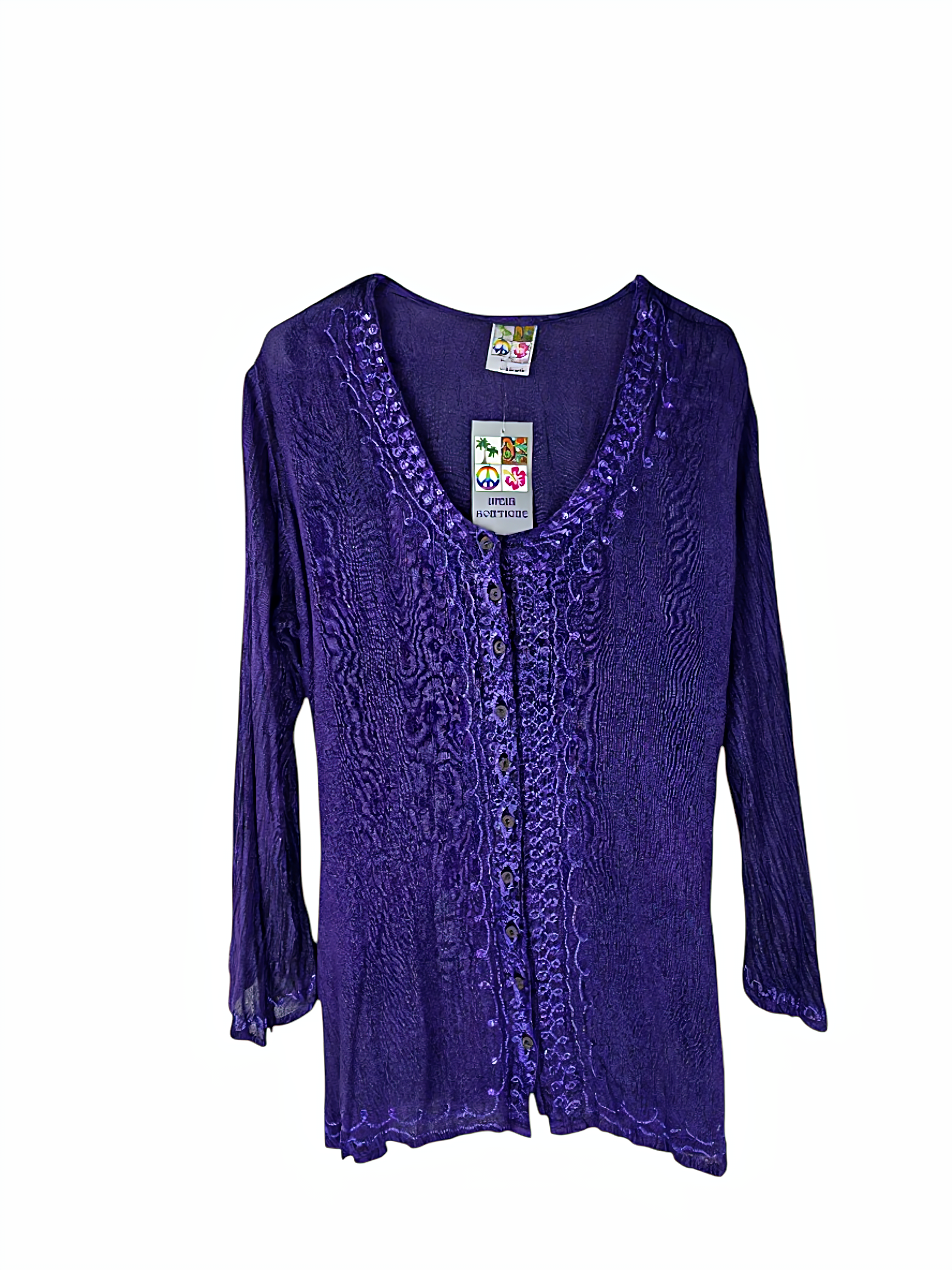 Unexpectedly You Amethyst Dawn Embroidered Boho Top