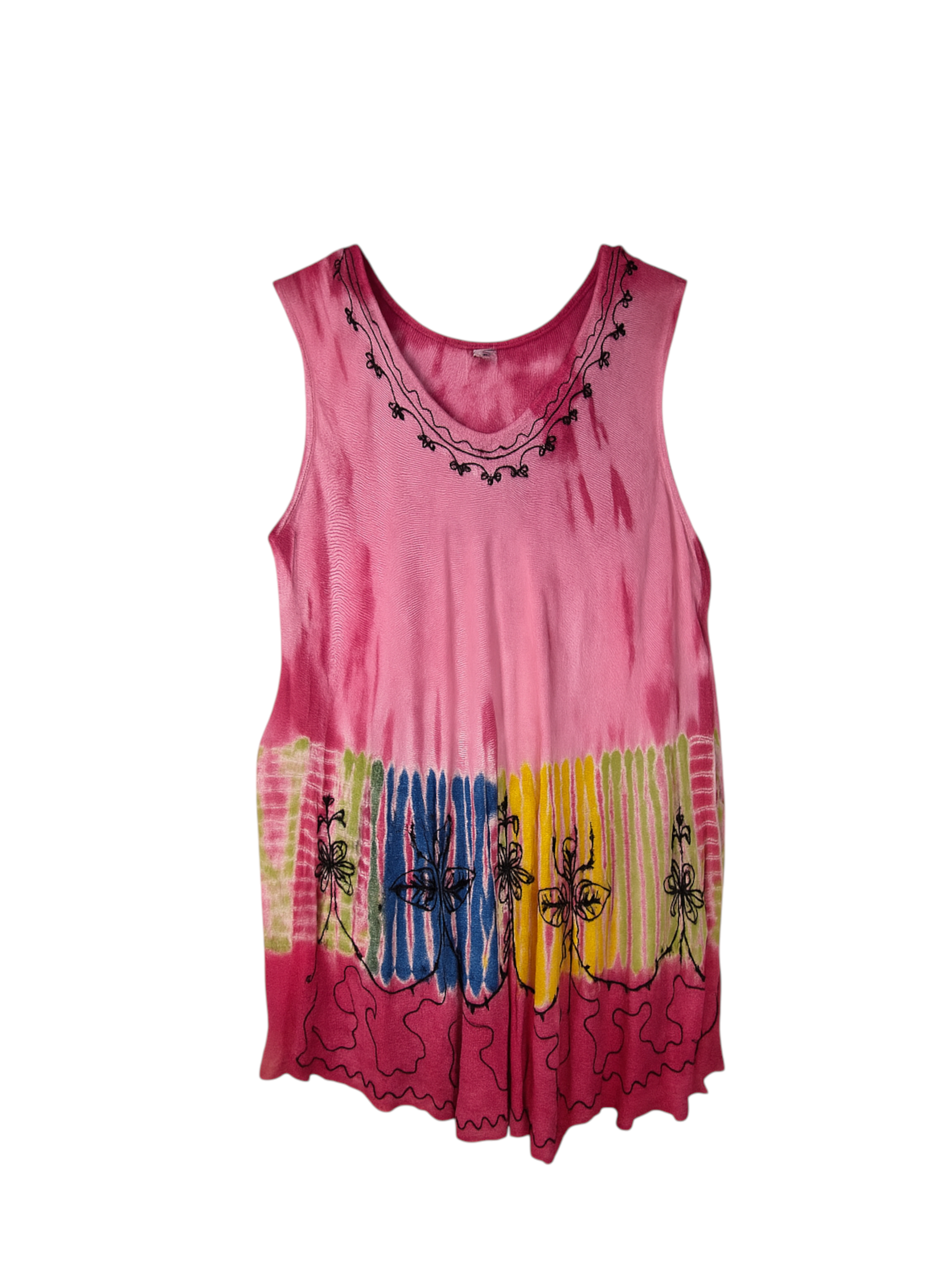 Unexpectedly You Petal Bloom Embroidered Rainbow Boho Top