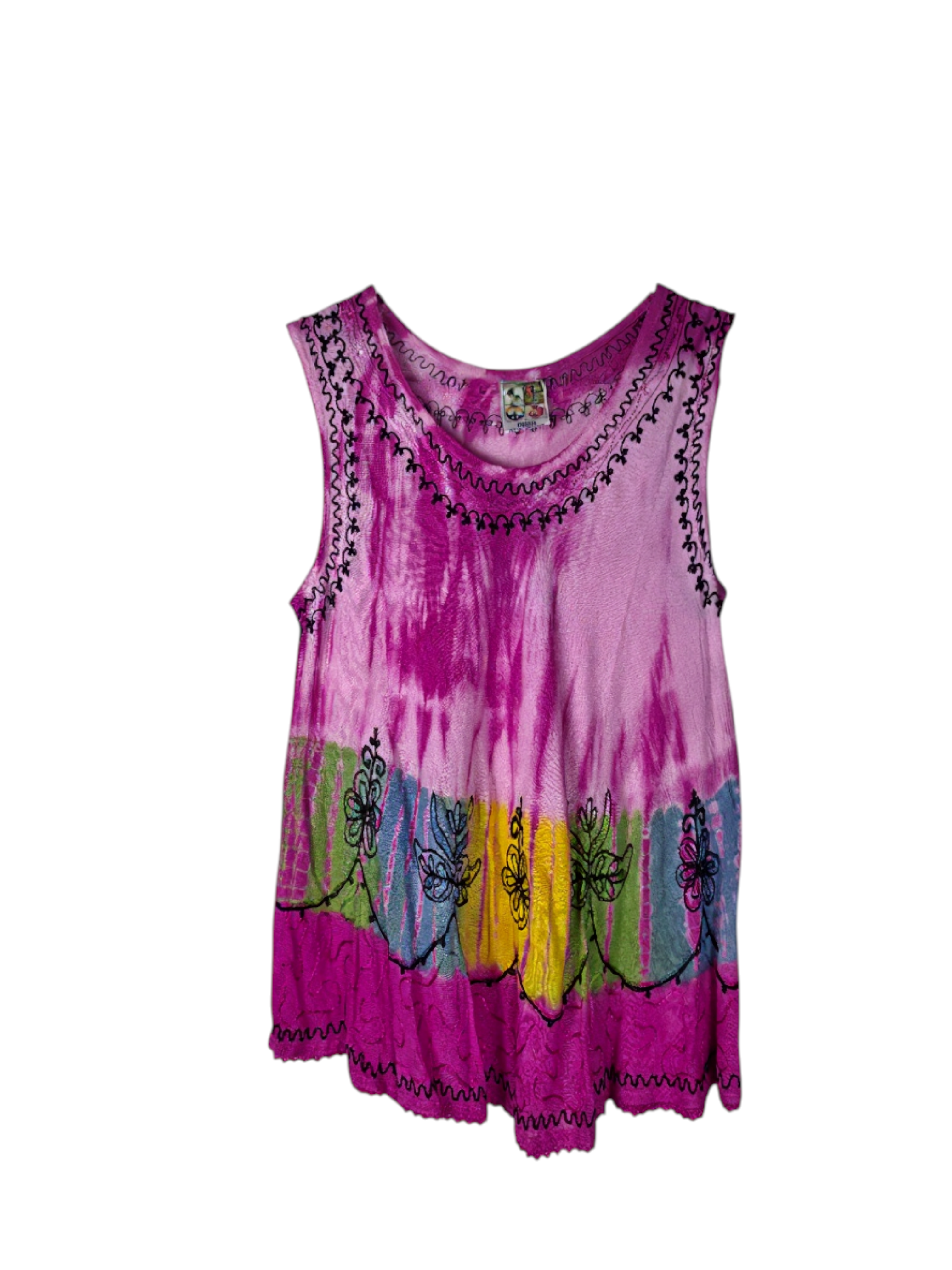Unexpectedly You Orchid Bloom Embroidered Rainbow Tank Top