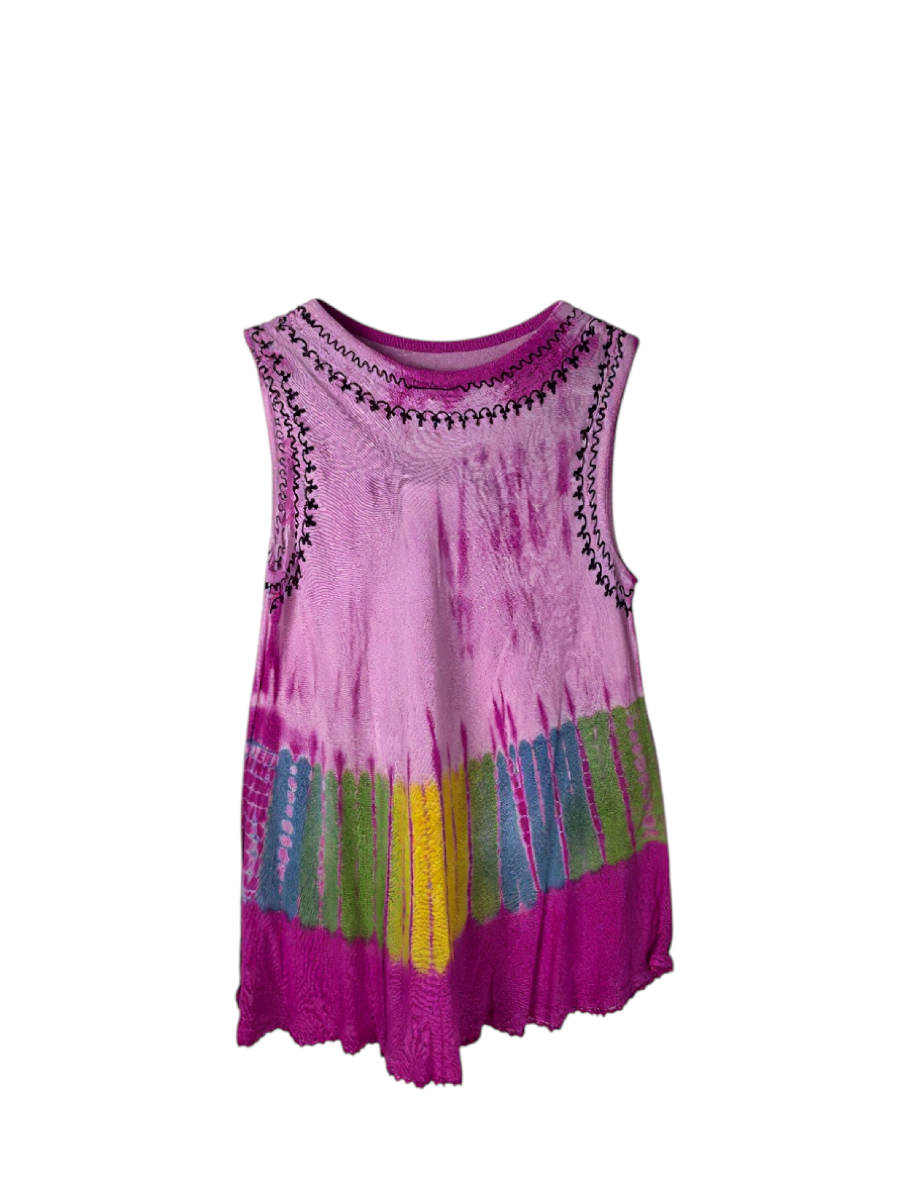 Unexpectedly You Orchid Bloom Embroidered Rainbow Tank Top