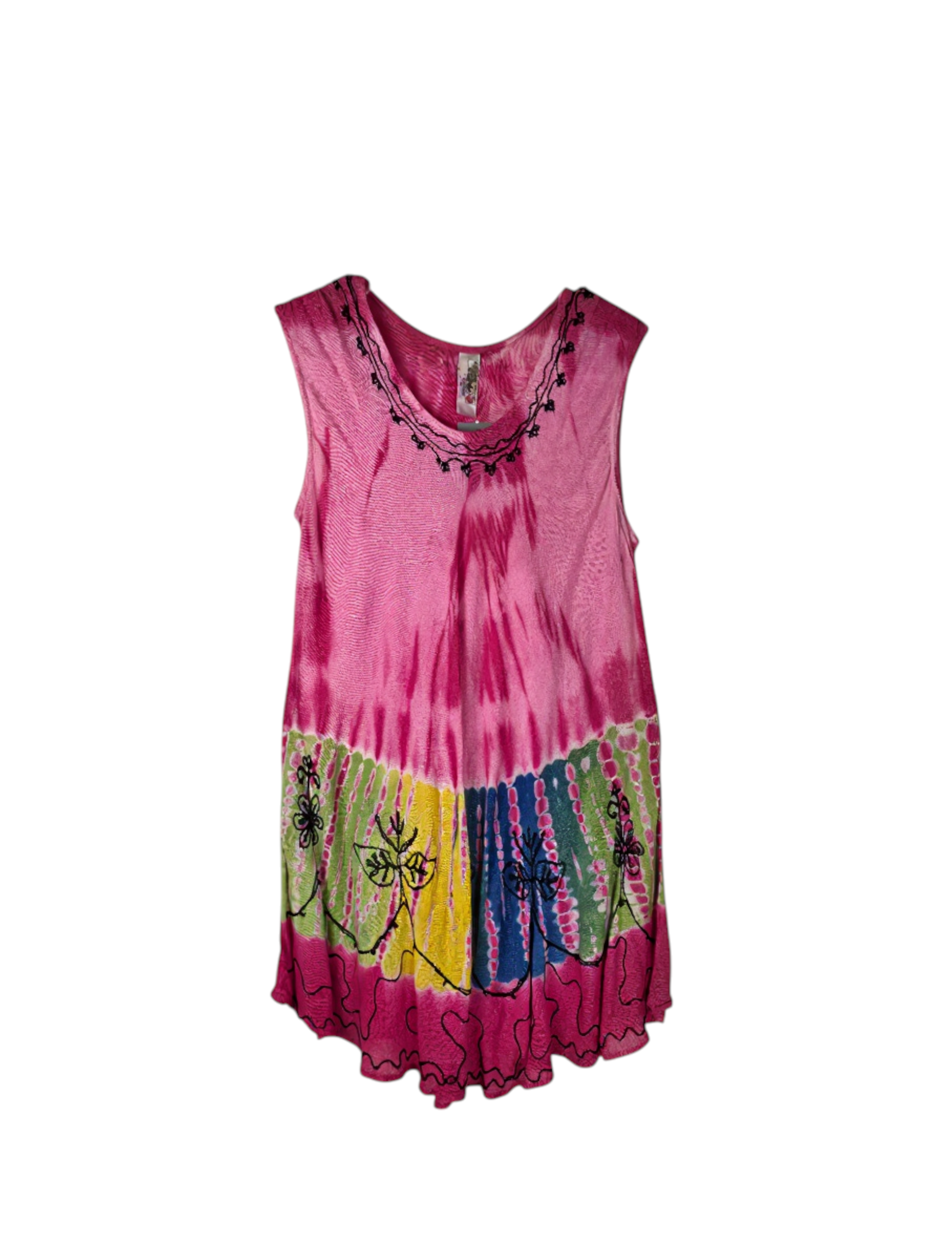 Unexpectedly You Rosy Horizon Embroidered Rainbow Tank Top