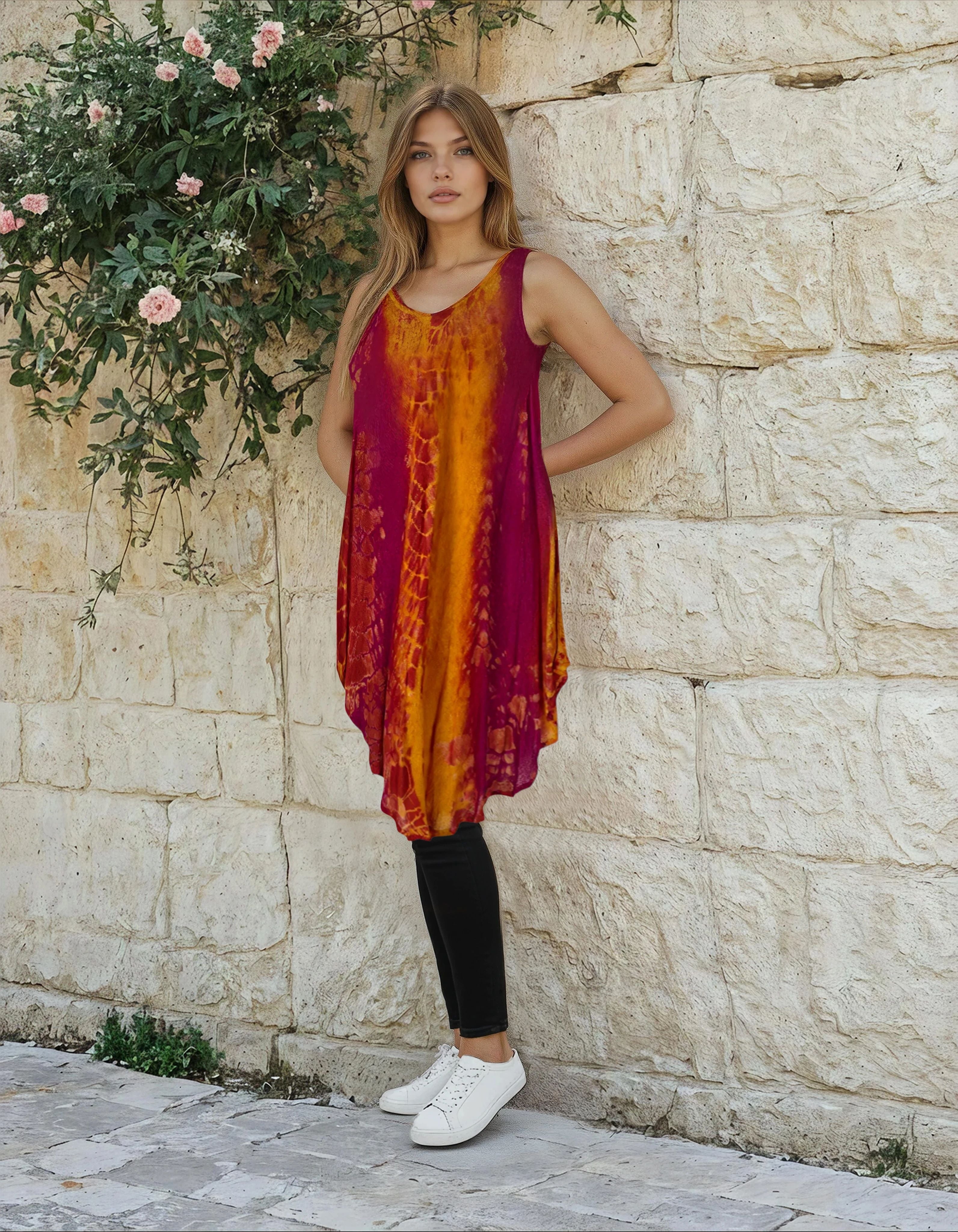 Unexpectedly You Golden Ember Hand-Dyed Asymmetrical Dress